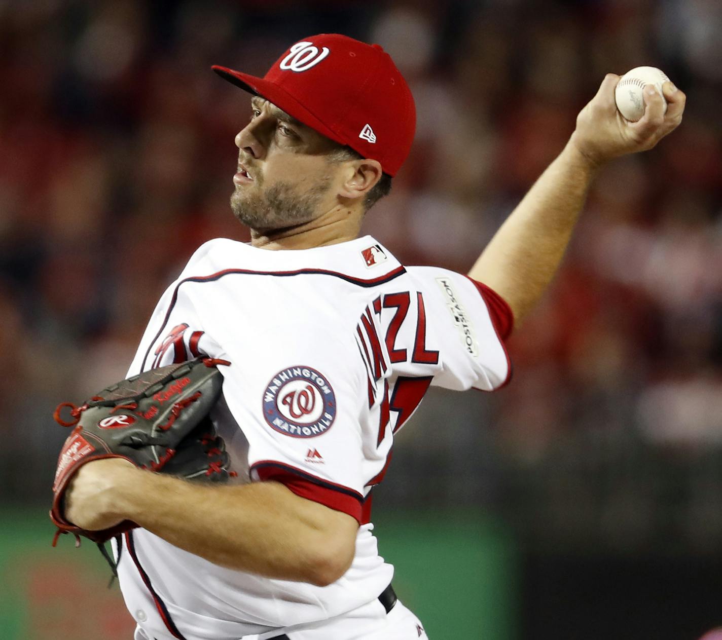 Washington Nationals relief pitcher Brandon Kintzler throws during the sixth inning in Game 5 of baseball's National League Division Series against the Chicago Cubs, at Nationals Park, Thursday, Oct. 12, 2017, in Washington. (AP Photo/Alex Brandon) ORG XMIT: DCJE160