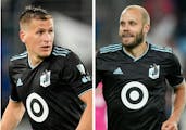 Robin Lod, left, and Teemu Pukki are veteran players from Finland who have formed a bond on and off the field. (AP and Star Tribune photos)