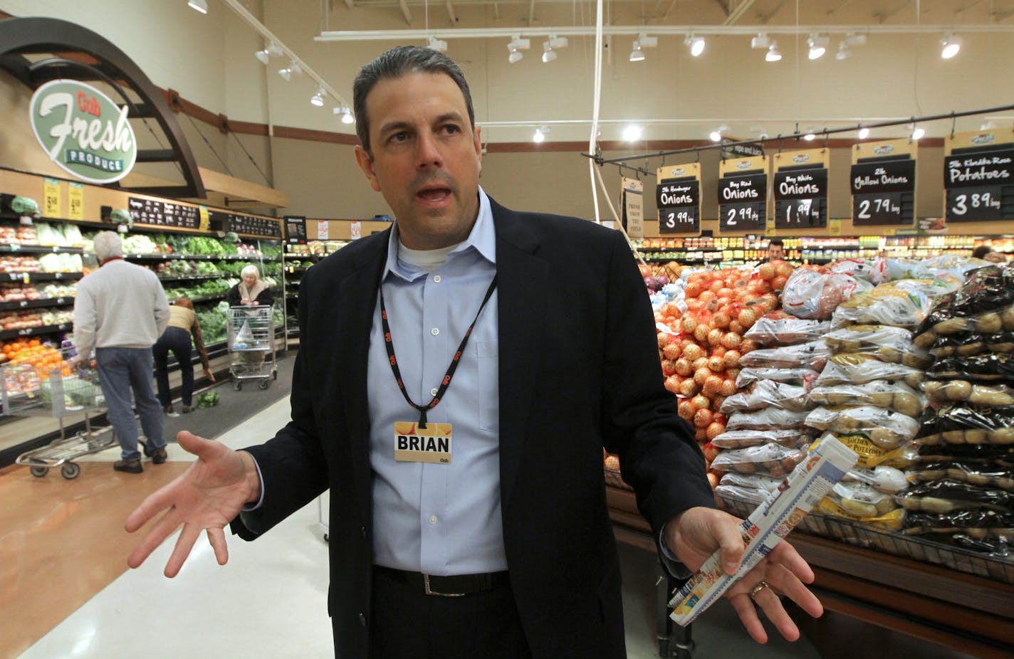 Cub President Brian Audette, photographed 4/3/13 in the fresh produce area of the Stillwater Cub flagship store. With Supervalu's $3.3 billion deal done and the company now half the size it used to be, Cub Foods is its largest conventional grocery chain remaining, as measured by number of stores. We talk with Cub President Brian Audette about the chain's future in the Twin Cities, where it is the largest grocery operator. Will look at it plans to deal with increasing pressure from low price lead