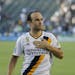 Los Angeles Galaxy's Landon Donovan acknowledges the fans after an MLS soccer match against the Orlando City FC on Sept. 11, 2016, in Carson, Calif. T