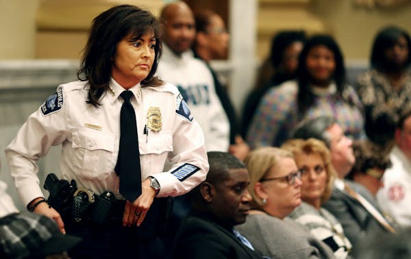 Minneapolis Police Chief Janee Harteau spoke to the Public Safety Committee on her reappointment Wednesday in Minneapolis.