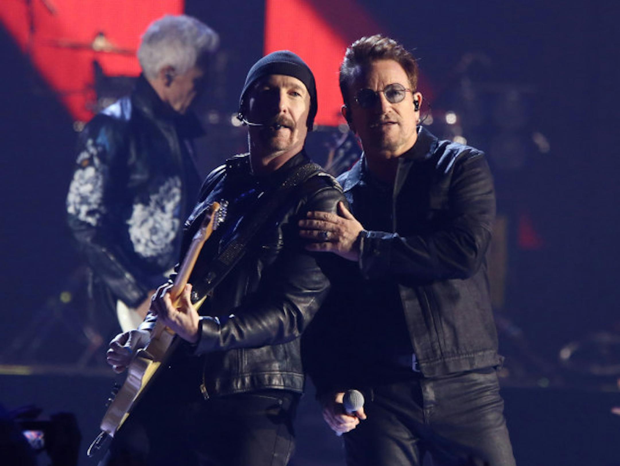 U2's the Edge and Bono/ Photo by Wong/Rex Shutterstock/ TNS