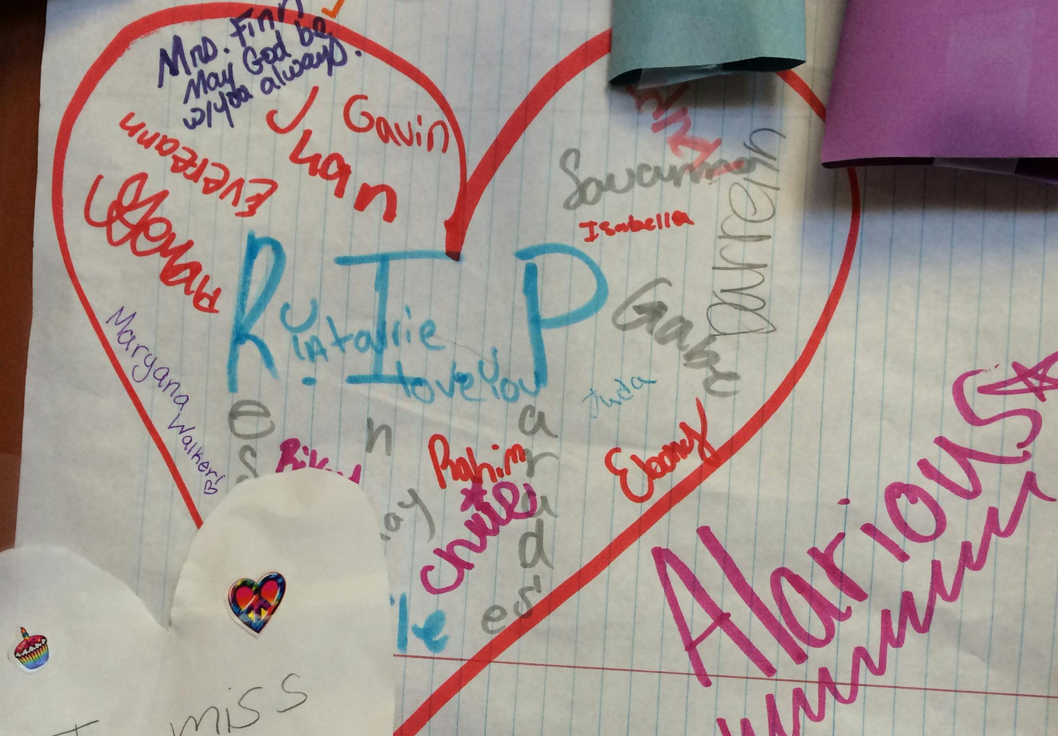 Memorials were erected by Odyssey Academy classmates inside the lockers of classmates Zenavia Rennie, 5, and Alarious Coleman-Guerrido, 7, who died Thursday after their car submerged in the frigid waters of a holding pond in St. Louis Park.