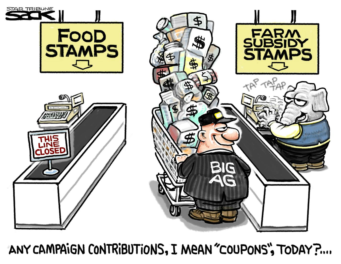 Steve Sack editorial cartoon for July 14, 2013. Topic: Farm Bill.