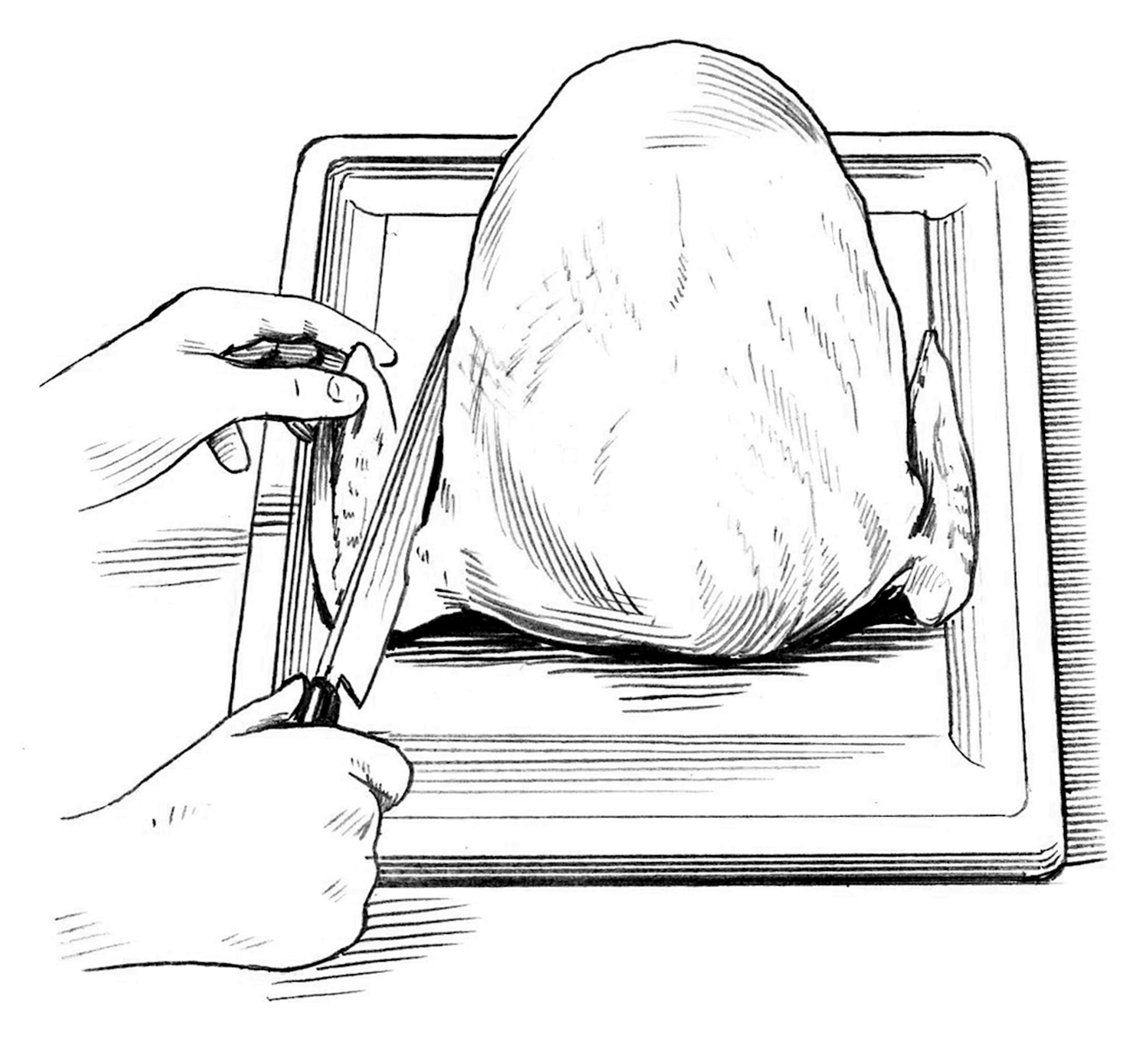 Credit:JOE McKENDRY How to carve a turkey, step by step. Step 2.