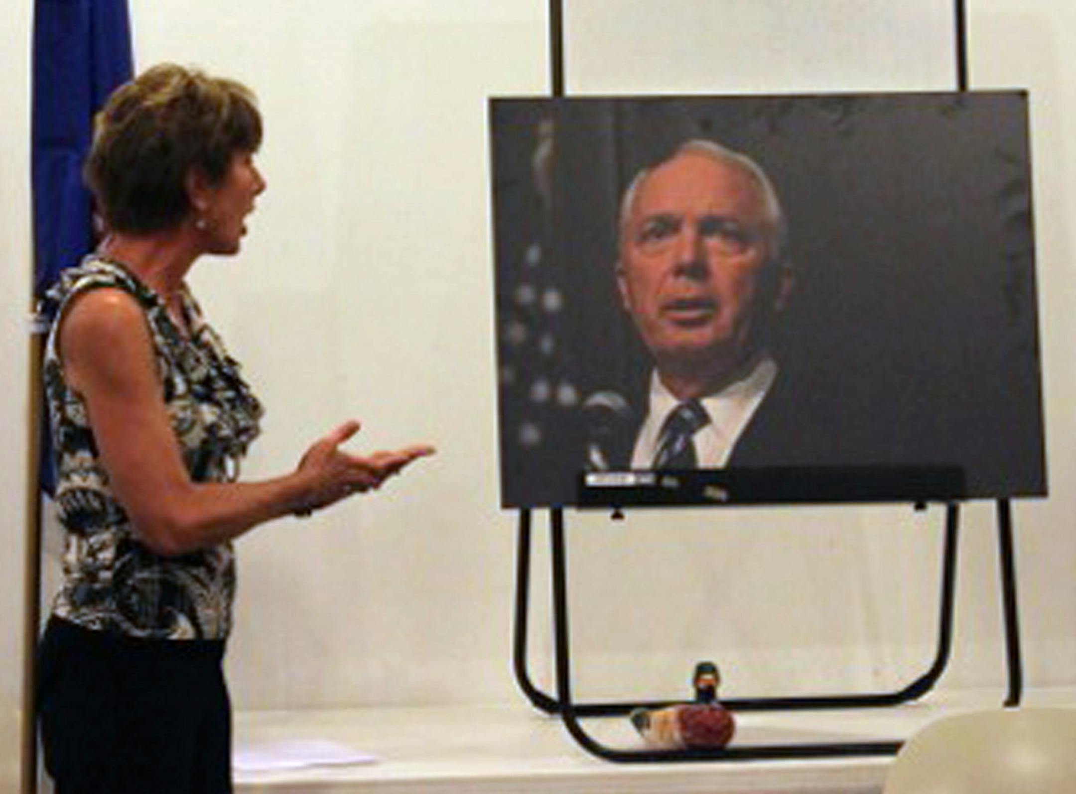 virtually speechless: A lack of live town hall meetings have led to creative methods for addressing representatives. Second District DFL Chair Susan Moravec used a cardboard-mounted photo of John Kline, R-Minn., who did not show up at a DFL-sponsored forum. A photo of Democrat Tim Walz was used at a Tea Party event in Mankato.