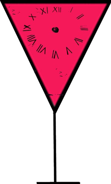 Martini clock spot illustration for New Year's Eve celebrations
