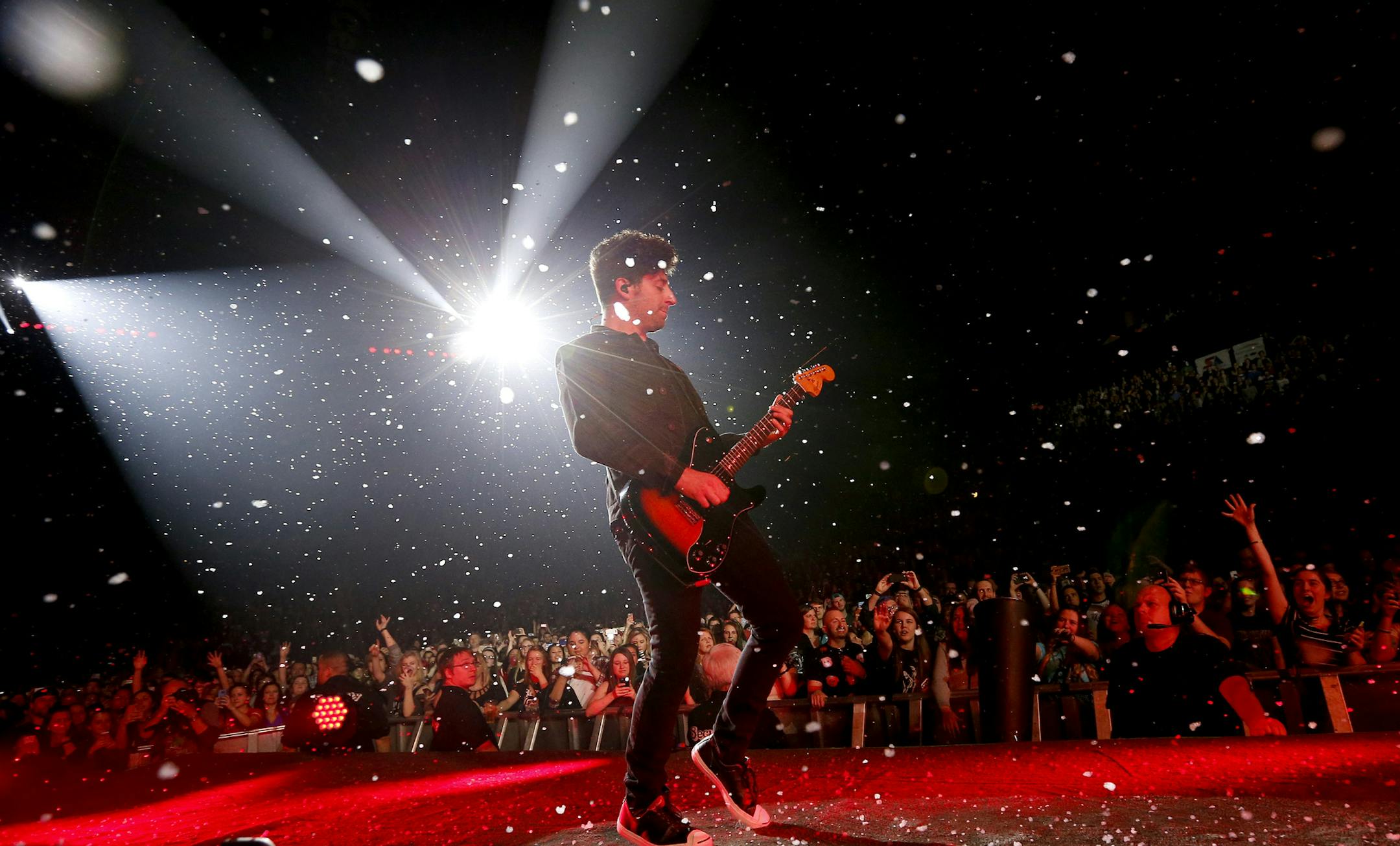 Joe Trohman of Fall Out Boy performed at Xcel Energy Center on Sunday night. ] CARLOS GONZALEZ cgonzalez@startribune.com - March 13, 2016, St. Paul, MN, Xcel Energy Center, Fall Out Boy, AWOLNATION, PVRIS