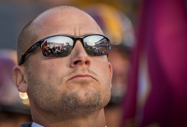 Minnesota Head Coach P.J. Fleck took a look at the stadium before he led his team onto the field before the Gophers took on the Buffalo Bulls at TCF B