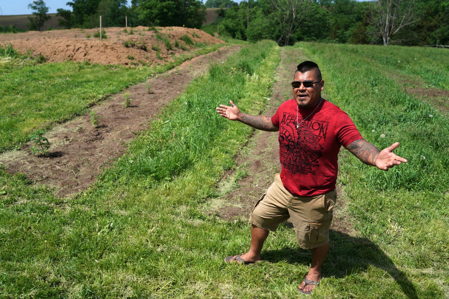 Luis Hummel at his hemp farm in Lanesboro, Minn. "This is war," he said.