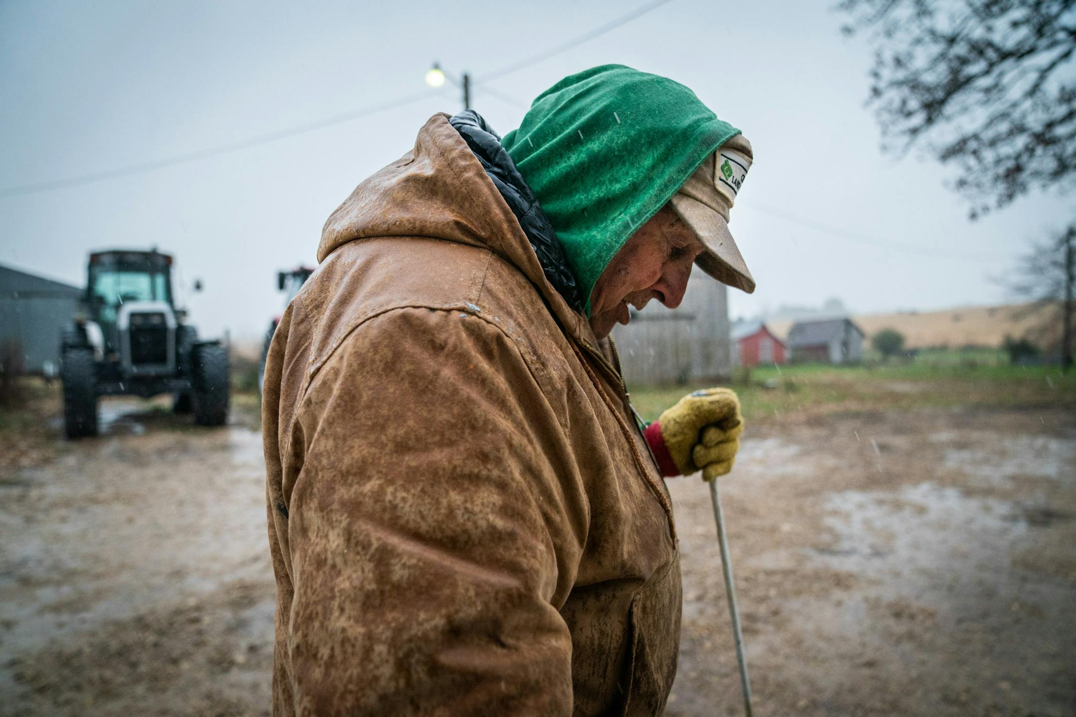 Farmer Eugene Tessmer, 86, walked over to check the well on his land. Tessmer farms 1500 acres of corn, soy beans, oats and hay in Caledonia, in southeastern Minnesota on Thursday, Oct. 22, 2020. "If I get it, I get it," Tessmer said of COVID-19.