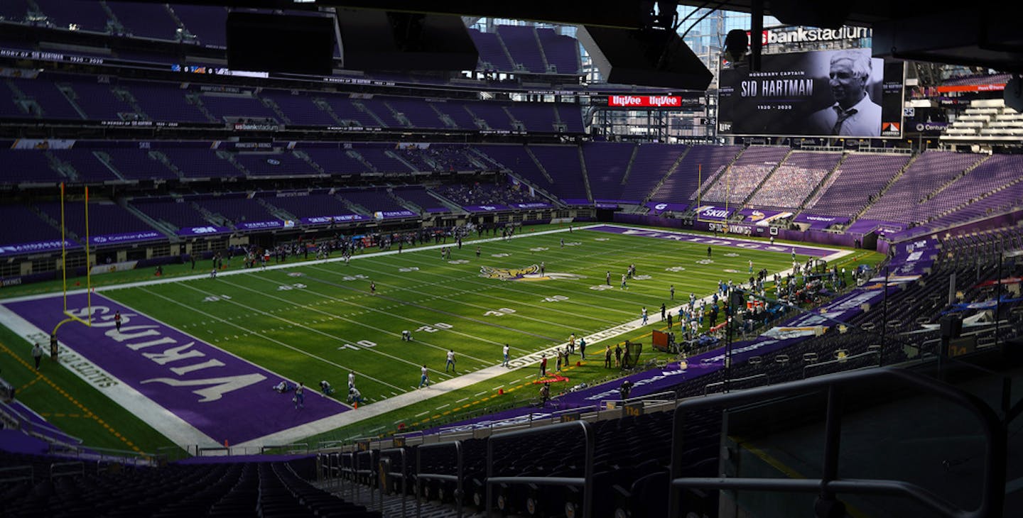 The Vikings will allow only 250 friends and family members into games to sit socially distanced in the southwestern section of a stadium that can accommodate 67,200 fans.