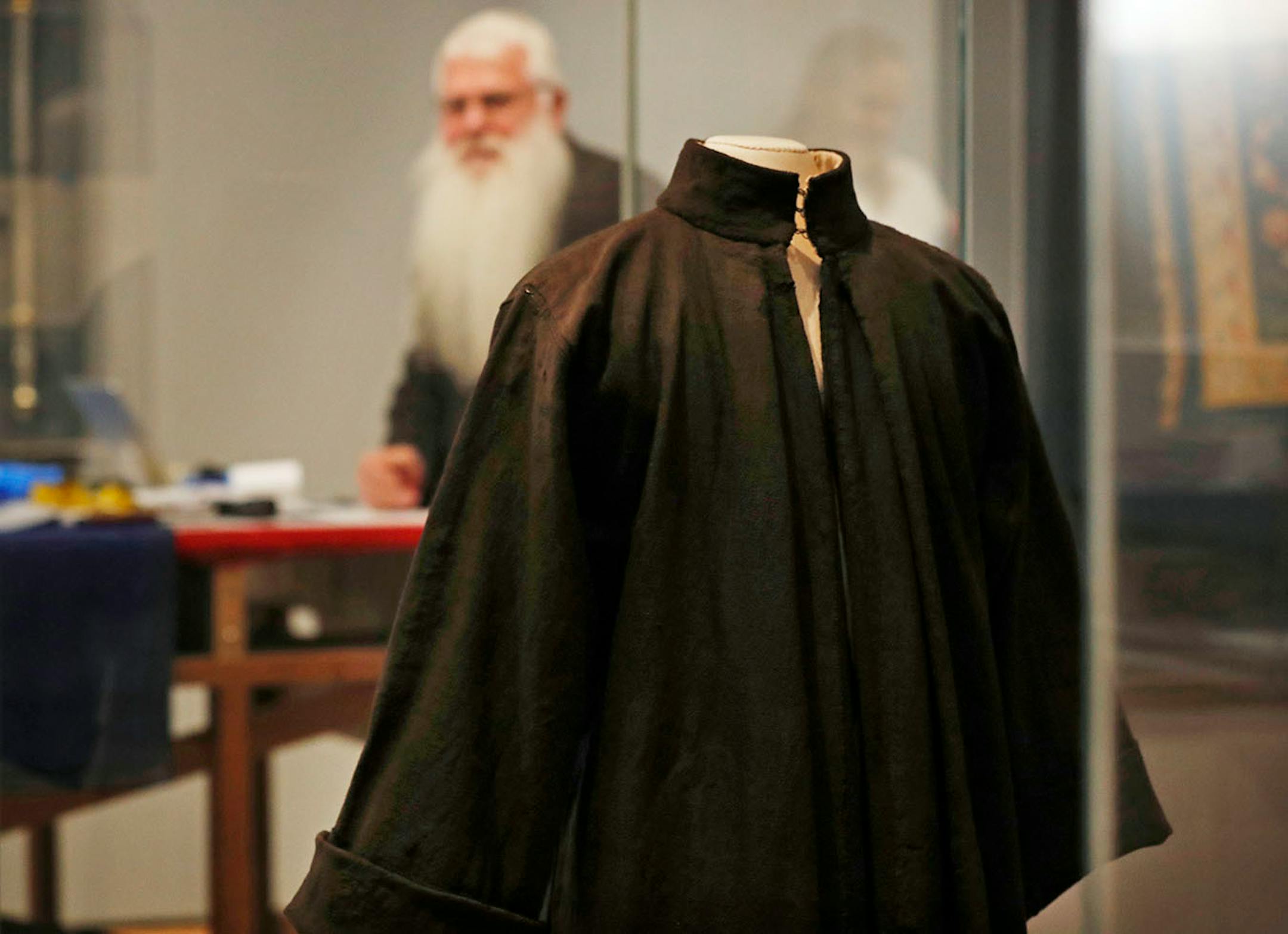 German archivists set up a display featuring a 16th century monks robe, the style that Luther wore, Thursday October 20, 2016 in Minneapolis, MN. ] First exhibition marking 500th anniversary of Martin Luther's "Ninety-Five Theses" opens at the Minneapolis Institute of Art October 30. Jerry Holt / jerry. Holt@Startribune.com