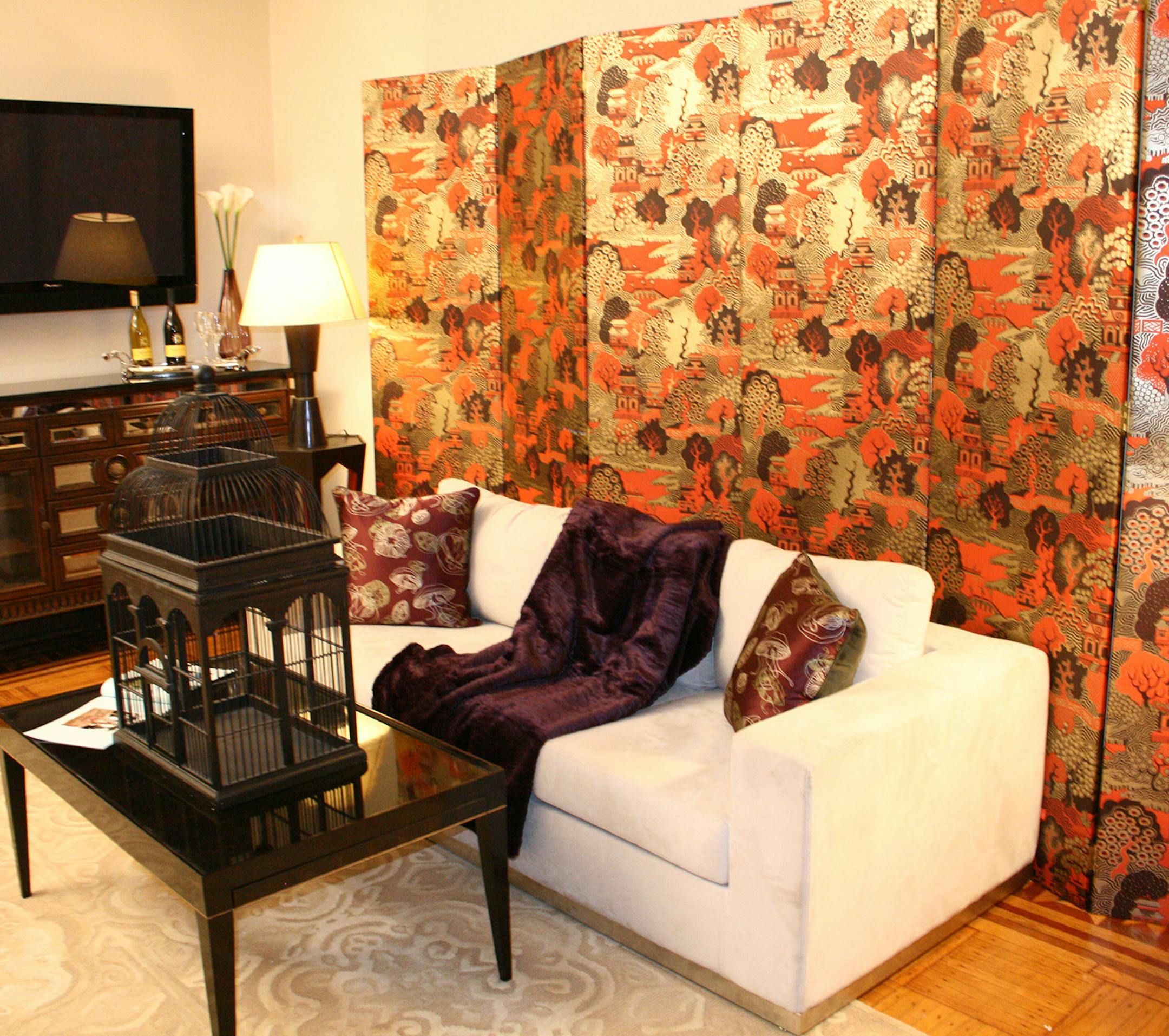 Wallpaper can be placed on a portable screen, as opposed to directly on a wall.