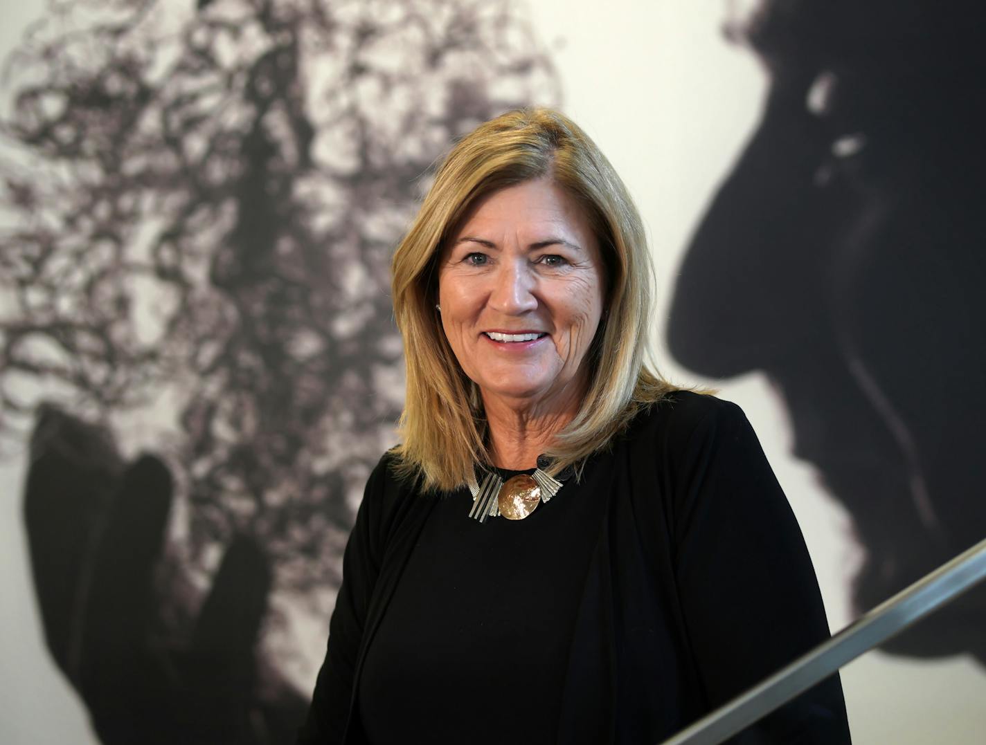 Catherine Rydell, retiring CEO of American Academy of Neurology. The backdrop is a photograph in the American Academy of Neurology lobby of Dr. A.B. Baker with Brain Casting.]
brian.peterson@startribune.com
Minneapolis, MN Wednesday, January 29, 2020