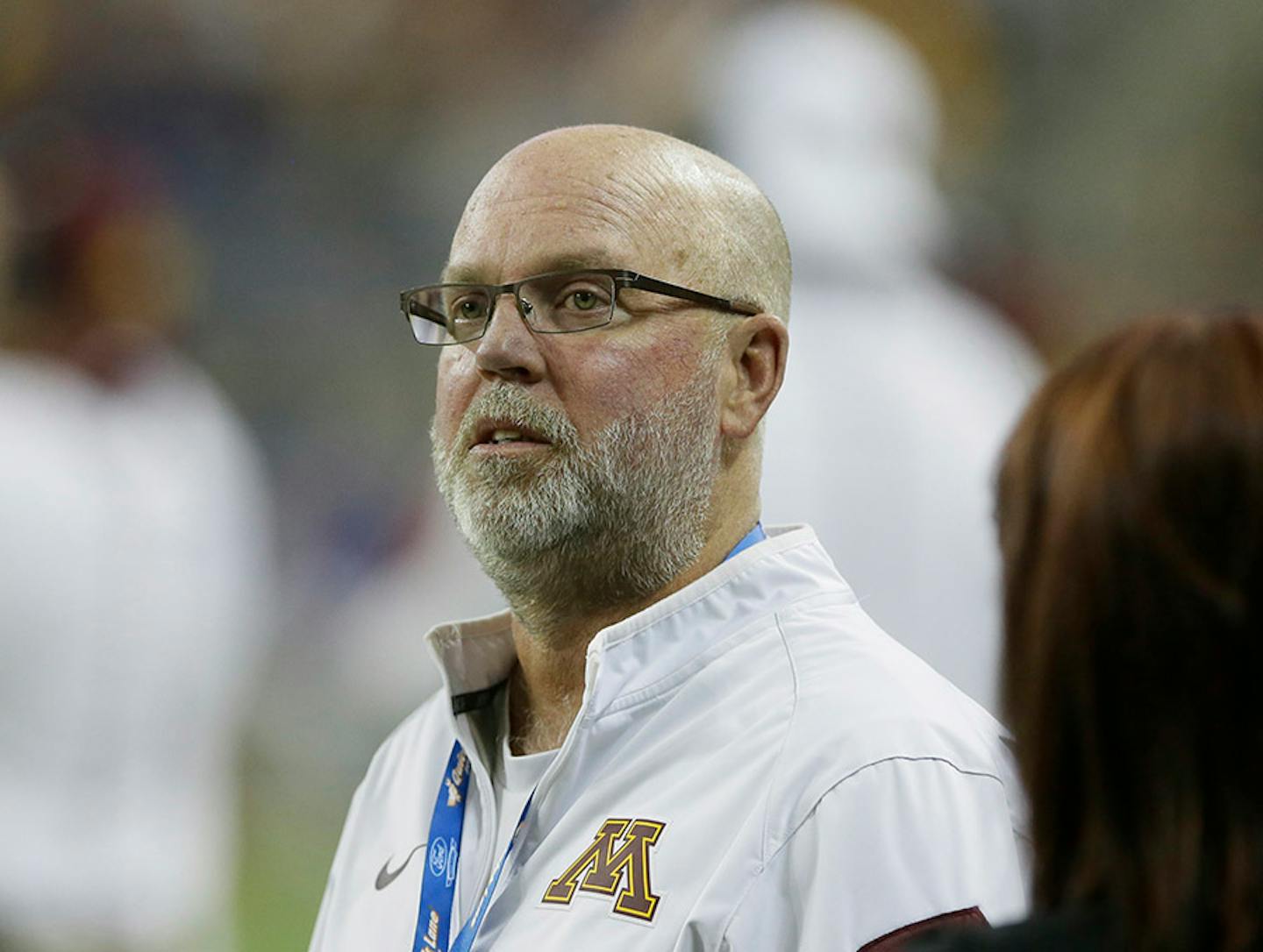 Former Minnesota football coach Jerry Kill watches from the sidelines during the first half of the Quick Lane Bowl against Central Michigan, Monday, Dec. 28, 2015, in Detroit.