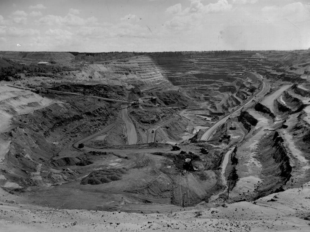 The Embarrass Mine near Biwabik, photographed in 1958. It is now a lake.