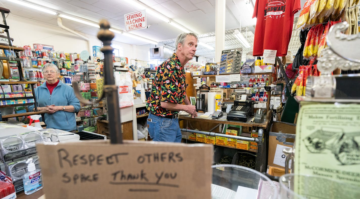 Michael Sauser, who's family has run Sauser&#xd5;s Hardware since 1909, says a run on chest freezers and household supplies has contributed to unseasonably strong traffic in his store. ] MARK VANCLEAVE &#xa5; Pine County has no reported cases of COVID-19 but restaurants are shuttered and residents are bracing for the inevitable. Photographed Monday, March 23, 2020 in Pine City.