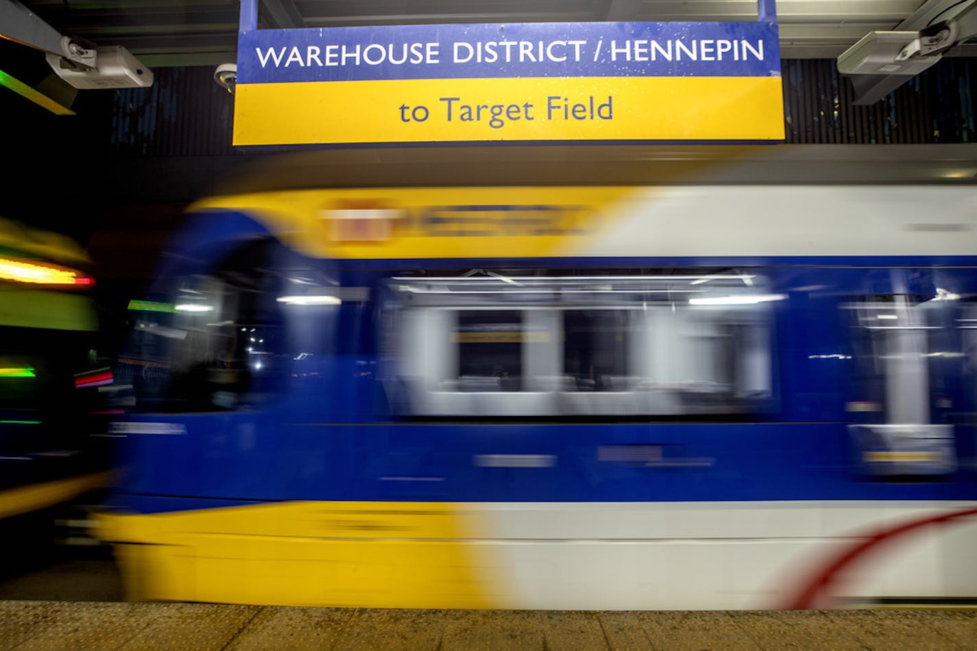 A Metro light rail pulled into the Warehouse District / Hennepin stop in downtown Minneapolis. Metro Transit will suspend service of all bus and light-rail service between 11 p.m. and 4:30 a.m. beginning Tuesday, ] CARLOS GONZALEZ &#x2022; cgonzalez@startribune.com &#x2013; Minneapolis MN &#x2013; March 17, 2020, Metro Transit will suspend service of all bus and light-rail service between 11 p.m. and 4:30 a.m. beginning Tuesday, Coronavirus