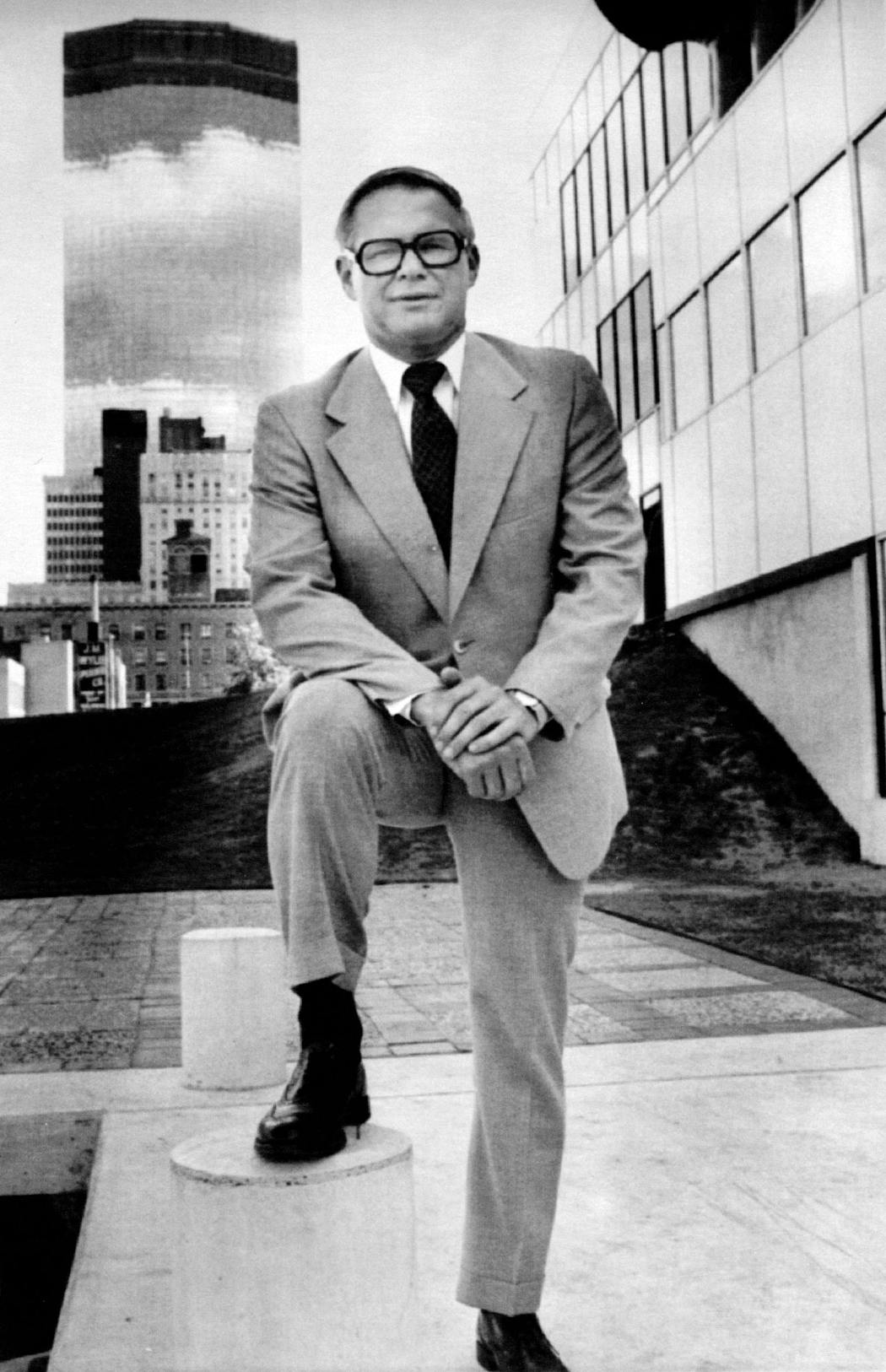 Graco CEO David Koch, who helped create the Five Percent Club, stood alongside Orchestra Hall in 1977. Private donations had been instrumental in the Hall's construction several years earlier.