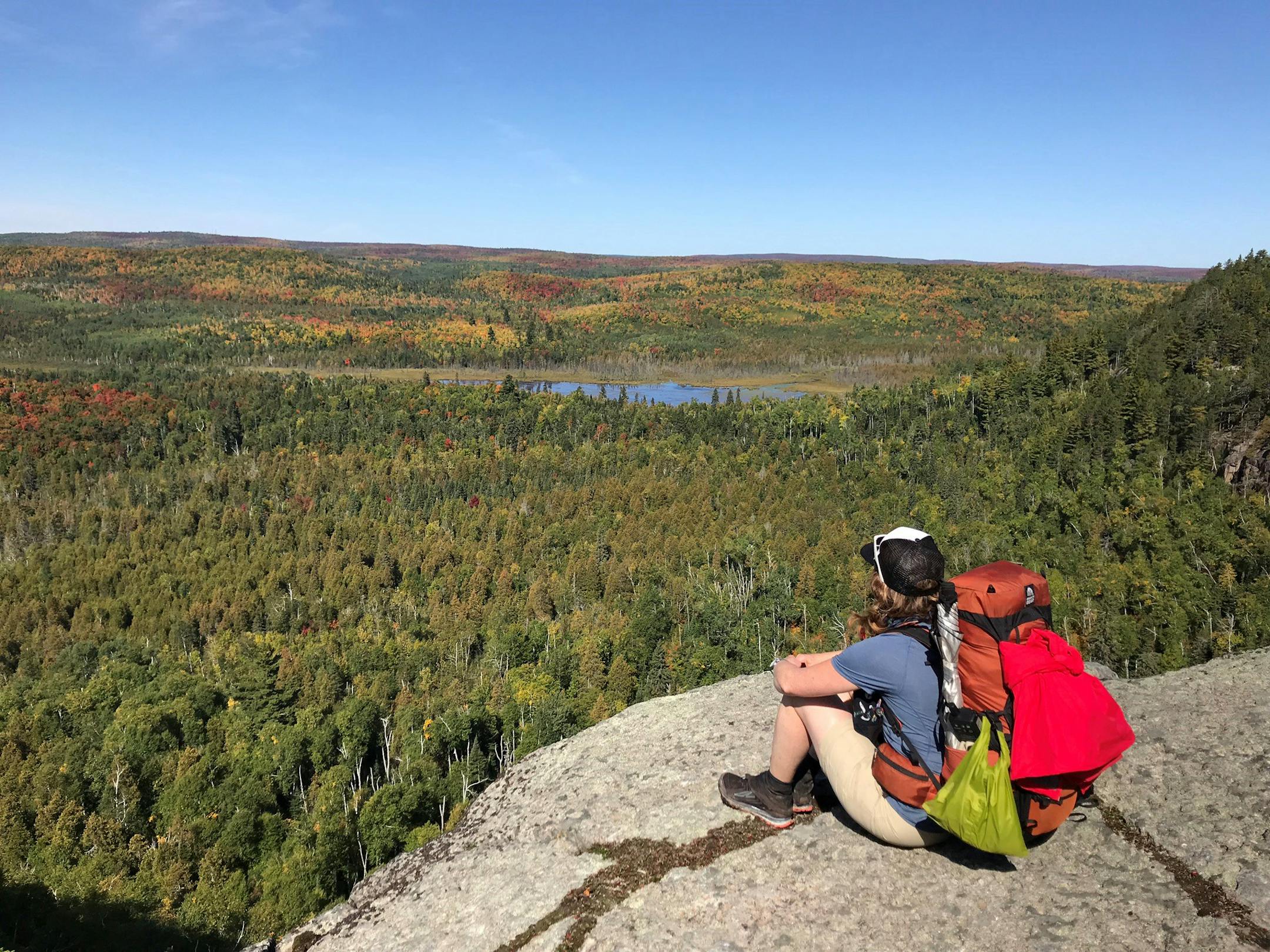 Jen Theisen, on the Superior Hiking Trail -- her domain as a Granite Gear Grounds Keeper in 2019.