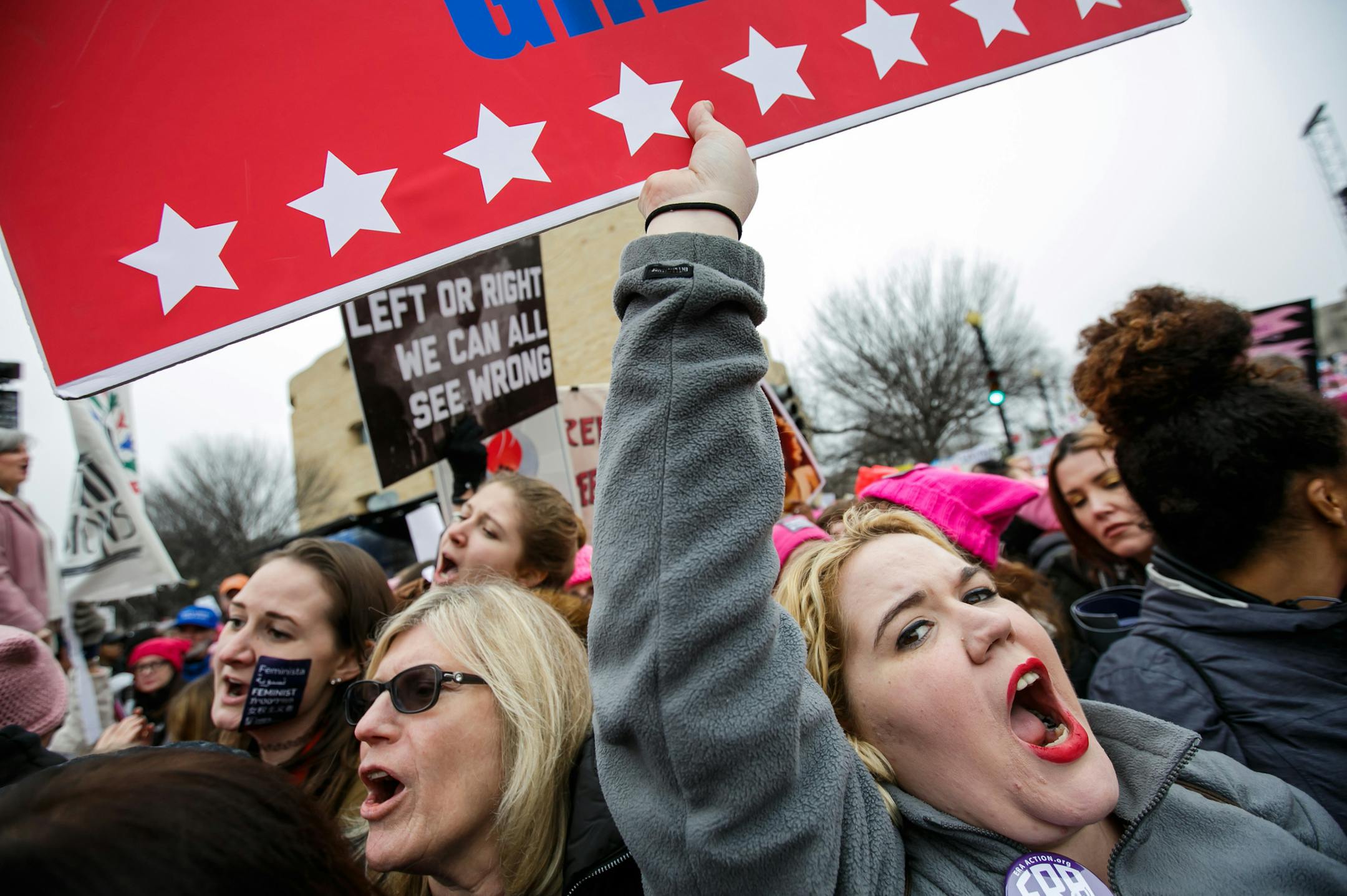 Thousands pack the streets for the Women's March on Washington rally outside the National Museum of the American Indian in Washington, D.C., on Saturday, Jan. 21, 2017. (Marcus Yam/Los Angeles Times/TNS) ORG XMIT: 1196359