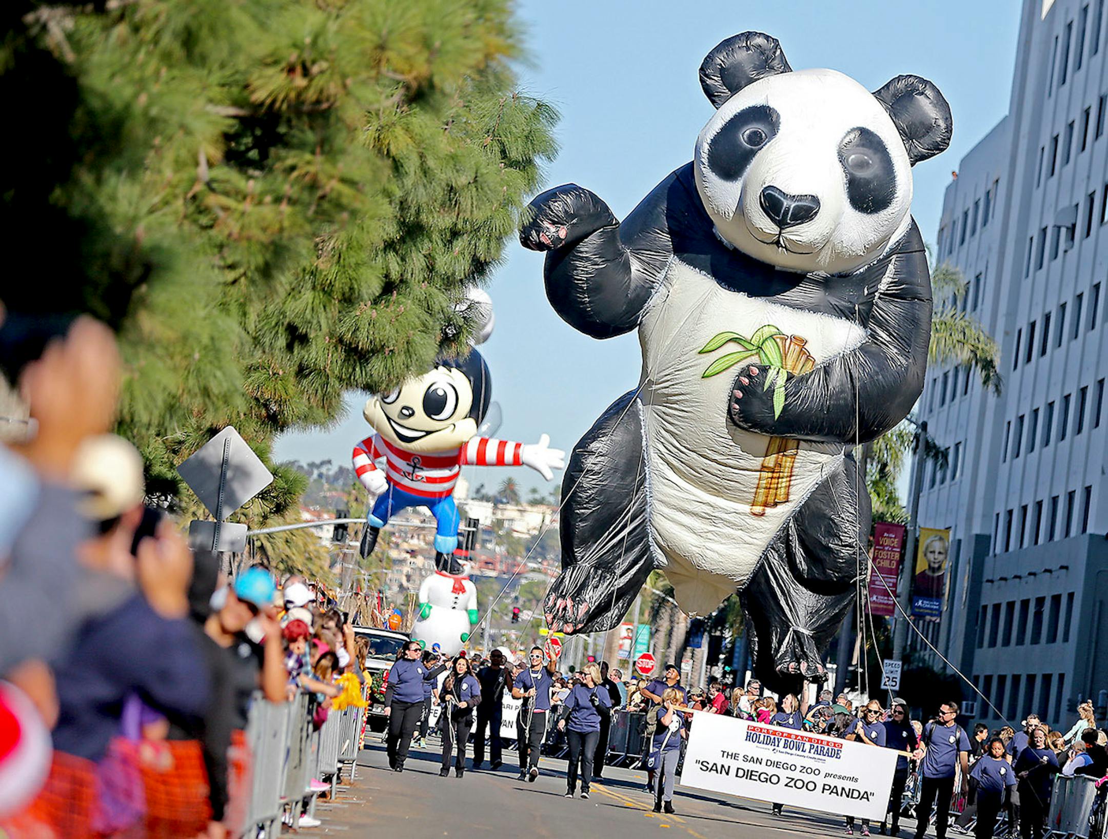 Spectators watched the Port of San Diego Holiday Bowl Parade Tuesday, December 27, 2016 in San Diego, CA. The parade is known to be America's largest balloon parade.