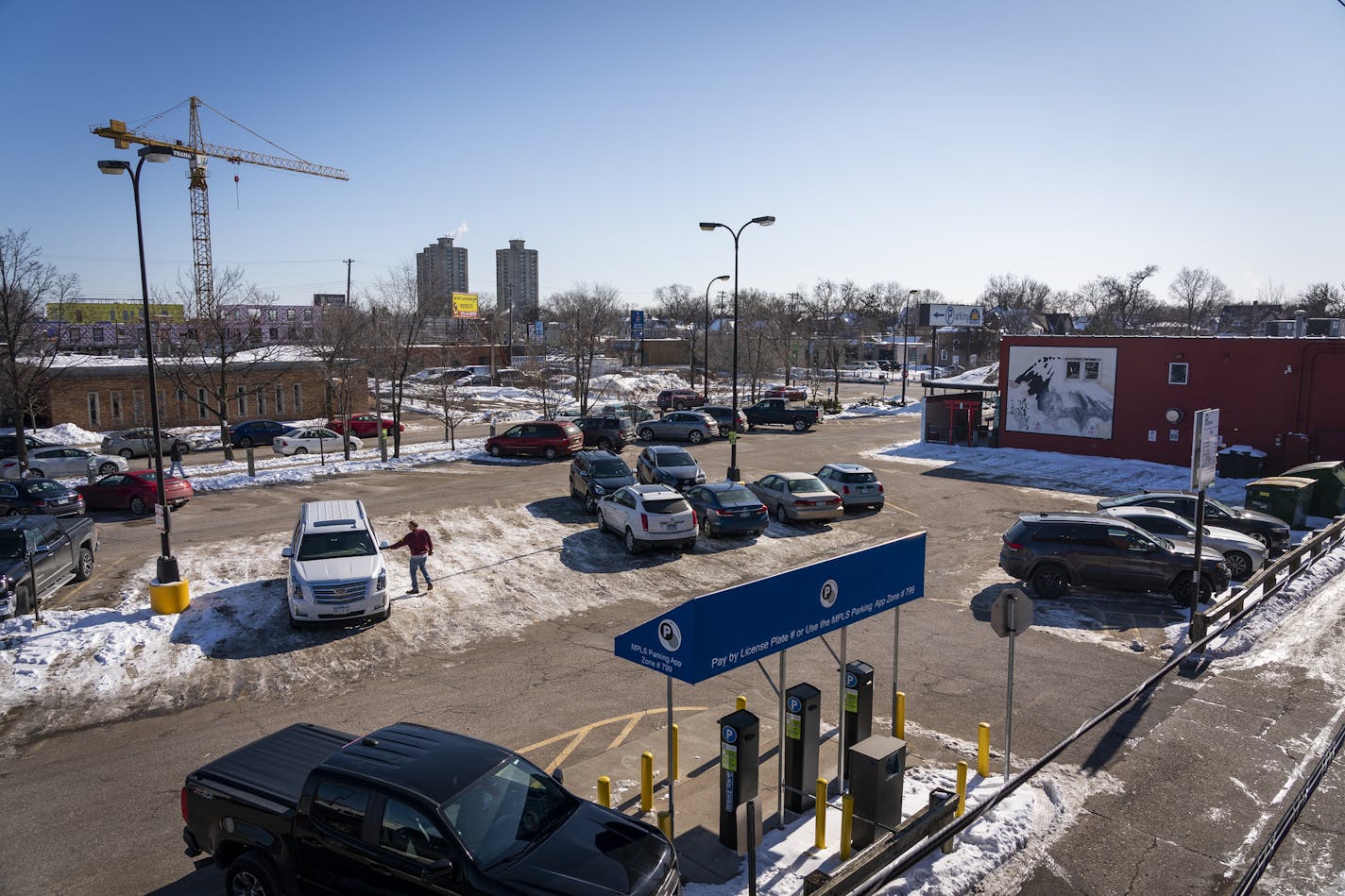 Parking lot at Garfield Avenue and West Lake Street near the Lyndale-Lake intersection in Minneapolis.