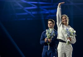 Aliaksei Shostak and Jessica Stevens were announced as Team USA Olympians in the trampoline event at the Minneapolis Convention Center on Wednesday.