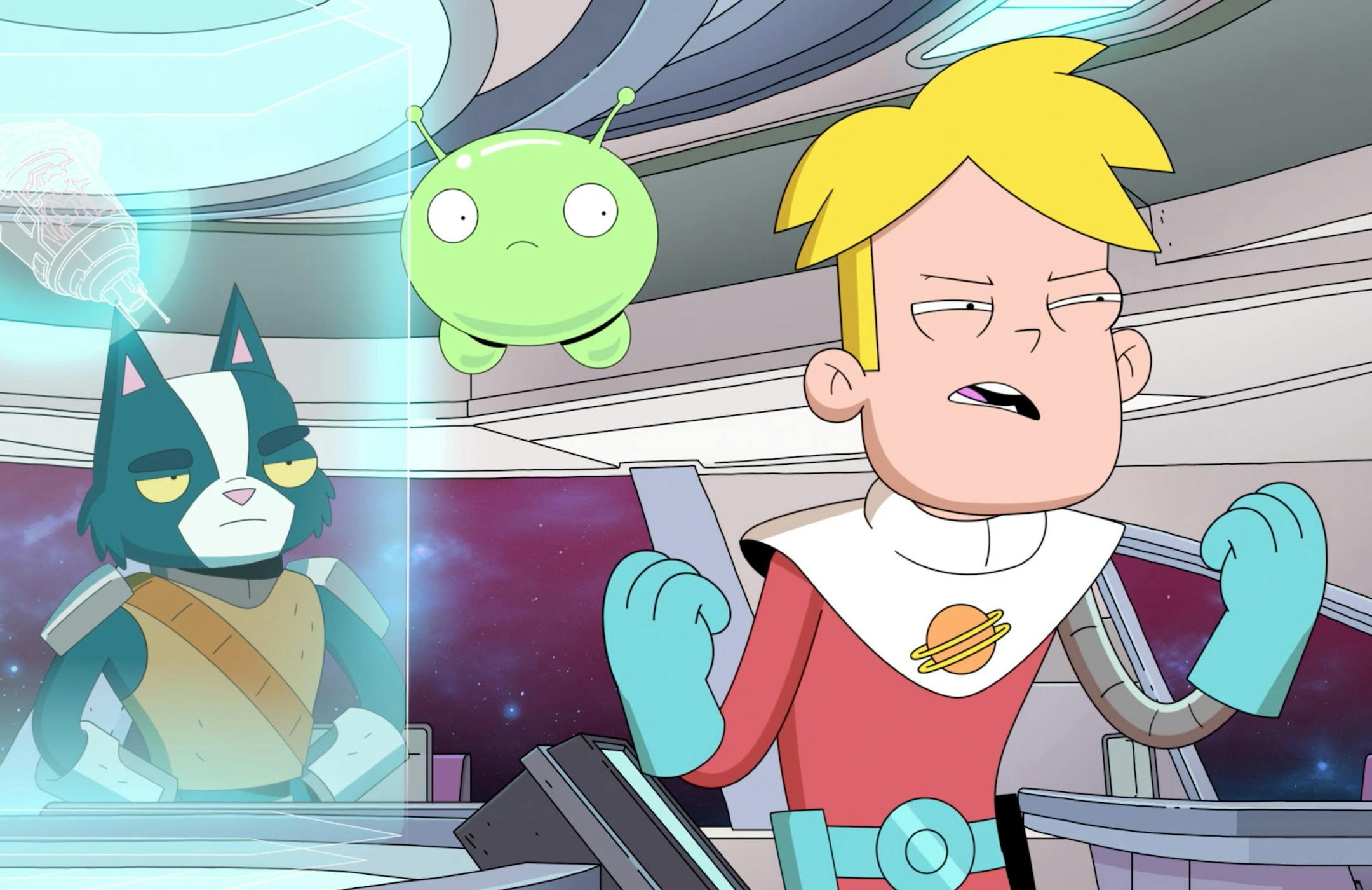 Avocato (voiced by Coty Galloway), Mooncake (Olan Rogers) and Gary (Olan Rogers) in "Final Space" on TBS.
credit: TBS