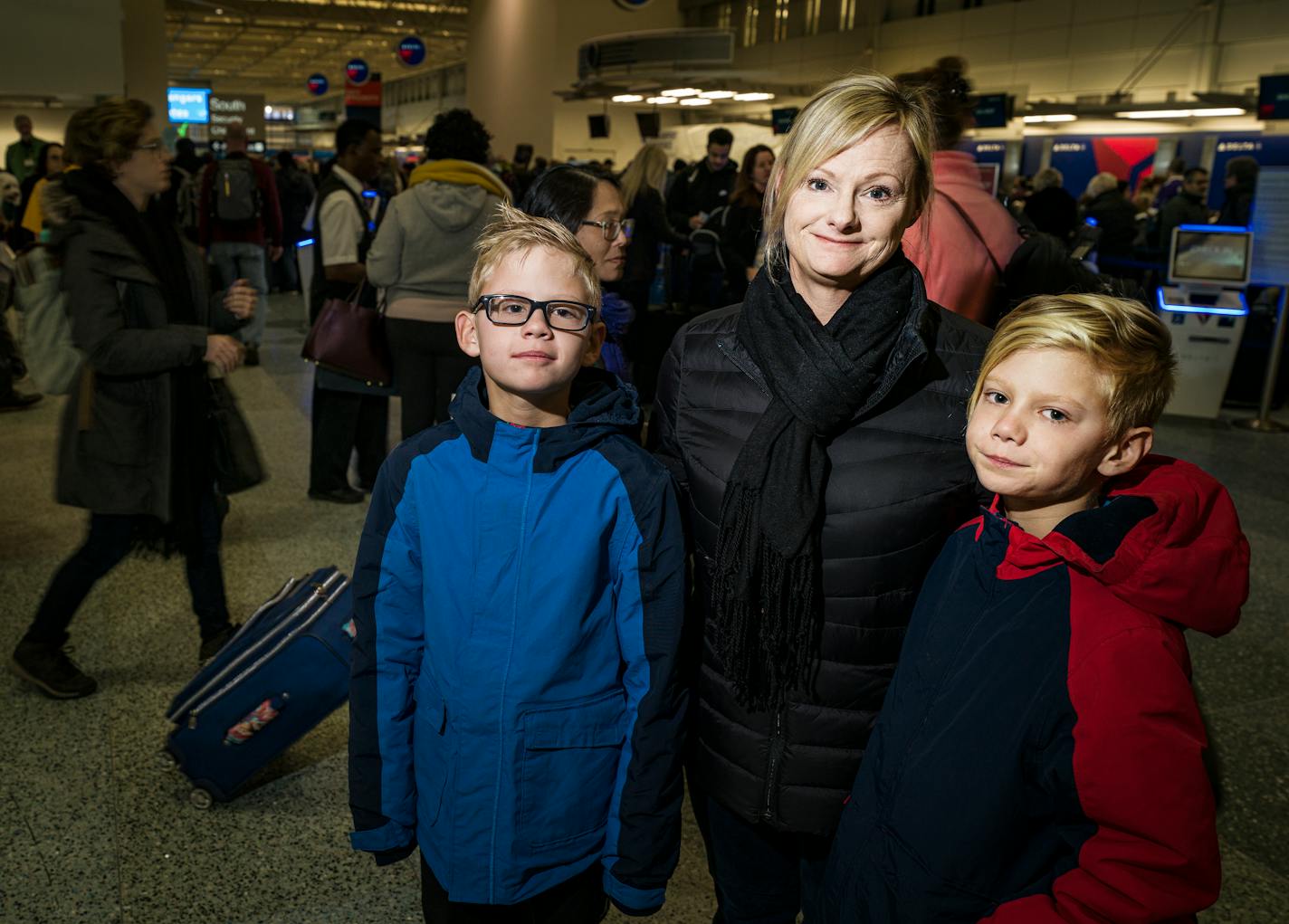 Celia Hahn was separated from her twin boys, Curry, left, and Ryan, right, during a Delta flight over Thanksgiving.