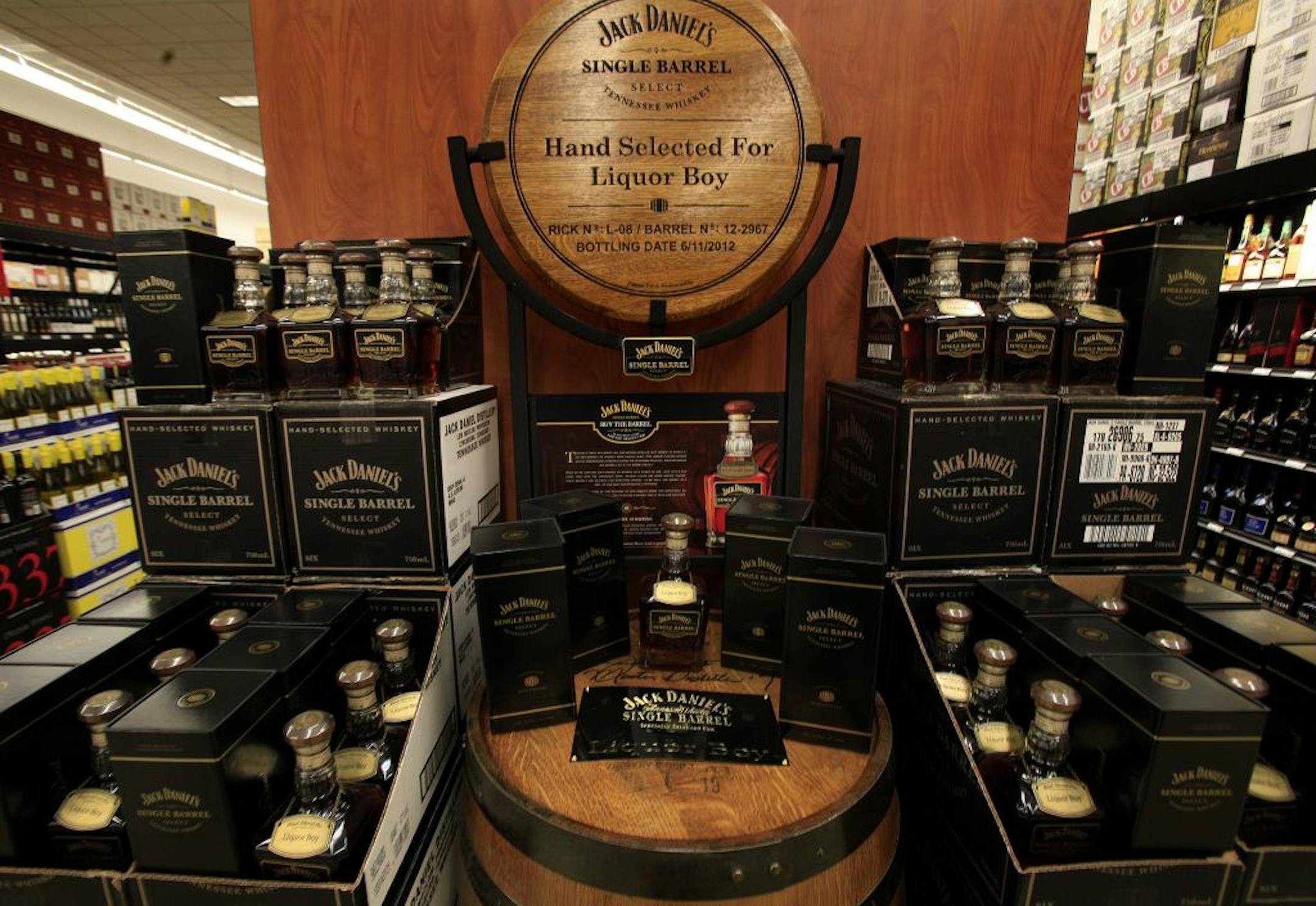 Owner John Wolf hand-selected single-barrel Jack Daniel's whiskey before it was bottled for Liquor Boy. The liquor store opened Monday at 5620 Cedar Lake Road S. in St. Louis Park.