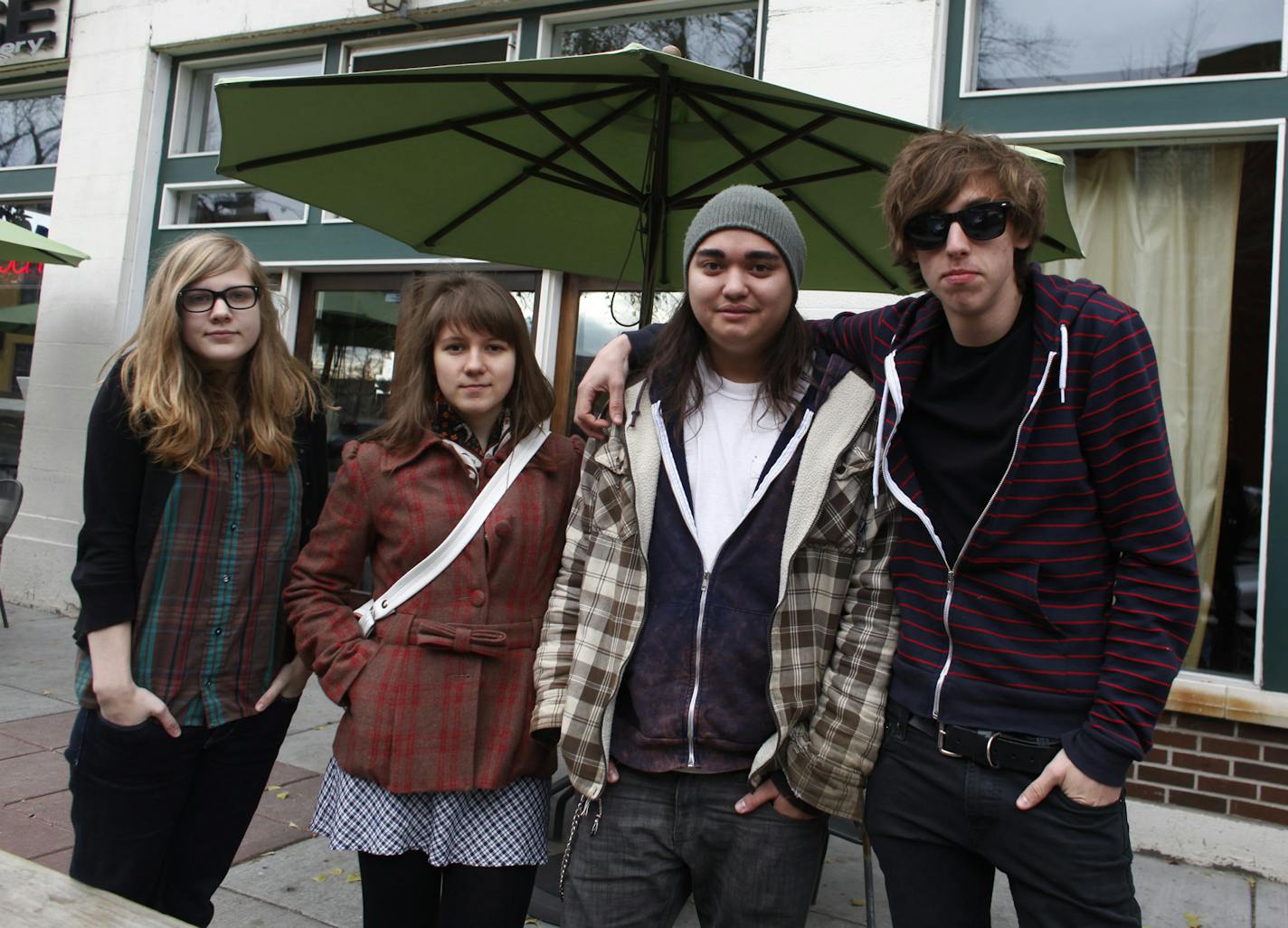 Clara Salyer, left, with her Total Babe bandmates in 2008: Lizzie Carolan, Timothy Leick Jr., and Jordan Gatesmith, right, now of Howler fame.