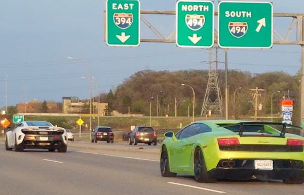 A traveler eastbound on Hwy 394/Hwy 12 snapped pictures of some of the sports cars that were racing in the west metro on April 23.