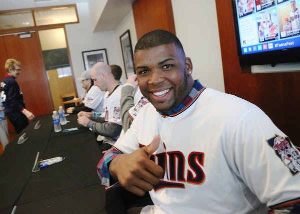 Kennys Vargas signed autographs at TwinsFest Saturday at Target Field in Minneapolis.