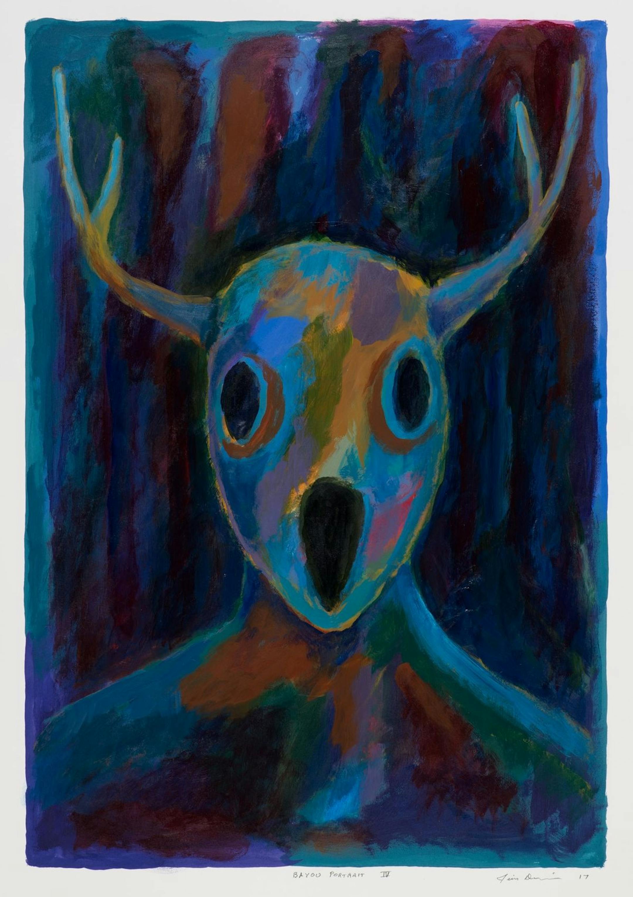 "Bayou Portrait" by Jim Denomie (2017, 30 x 22 inches, acrylic on paper)