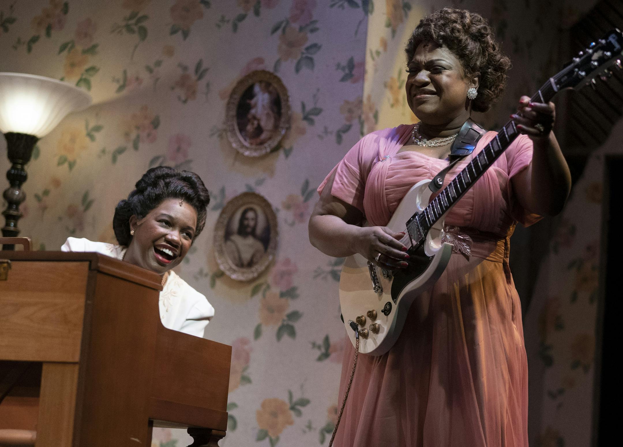 Rajane Katurah Brown as Marie Knight and Jamecia Bennett as Sister Rosetta Tharpe in "Marie and Rosetta."