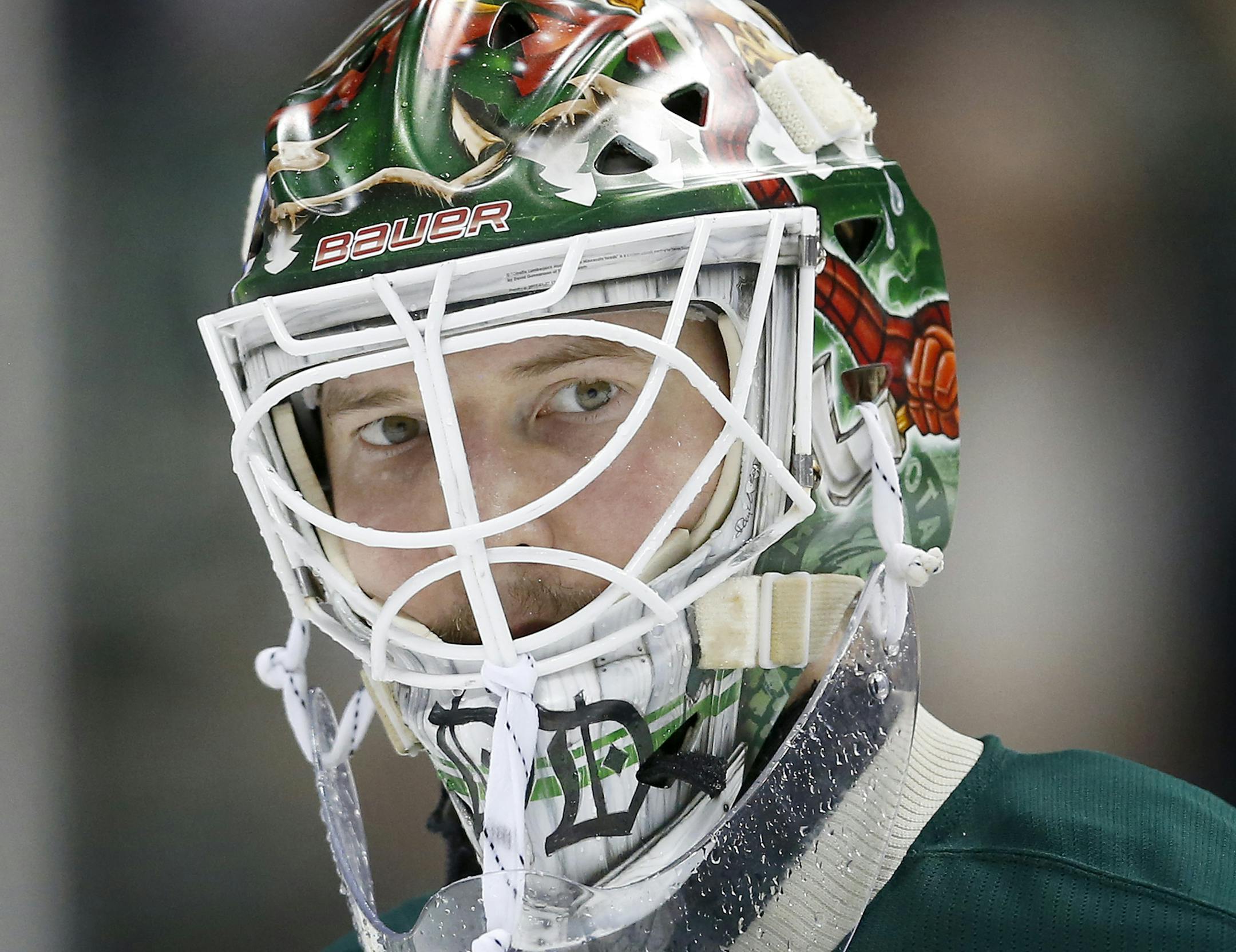 Minnesota Wild goalie Devan Dubnyk (40 ] CARLOS GONZALEZ cgonzalez@startribune.com, May 5, 2015, St. Paul, MN, Xcel Energy Center, NHL, Minnesota Wild vs. Chicago Blackhawks, Game 3, Stanley Cup Playoffs, Round 2 ORG XMIT: MIN1505061152450467