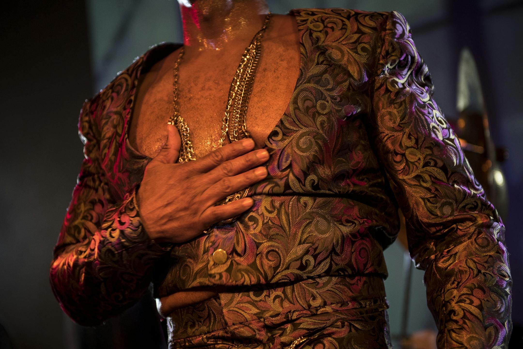 New Power Generation frontman, Julius Collins, performed during Friday night's show at Pepito's Parkway Theater.