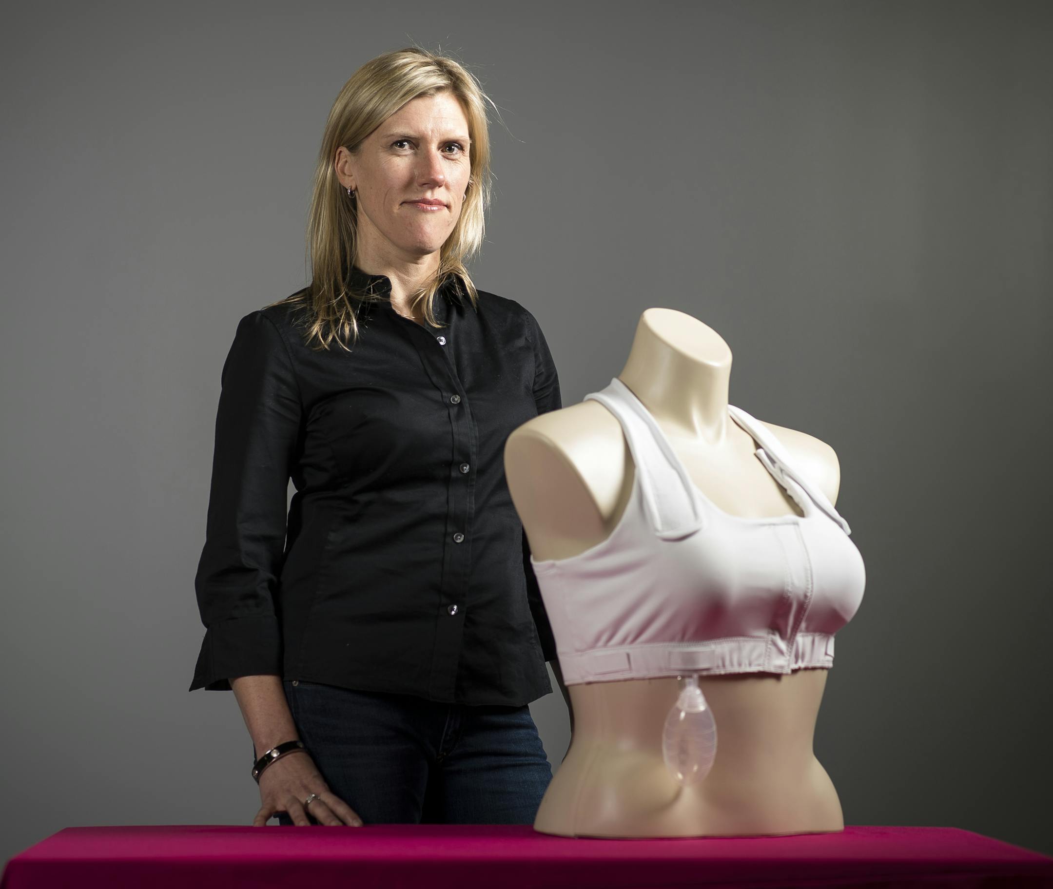 Jen Swendseid with her company's post-surgical bra, the "Elisabeth." ] (AARON LAVINSKY/STAR TRIBUNE) aaron.lavinsky@startribune.com Small business owner Jen Swendseid started her business with passion and purpose. Her several year-old-company, Heart & Core, makes special bras for women recovering from various types of surgeries, including breast cancer. She's also proof, several profitless years later, that it takes more than passion and purpose. A supportive husband and co-owning sister with go