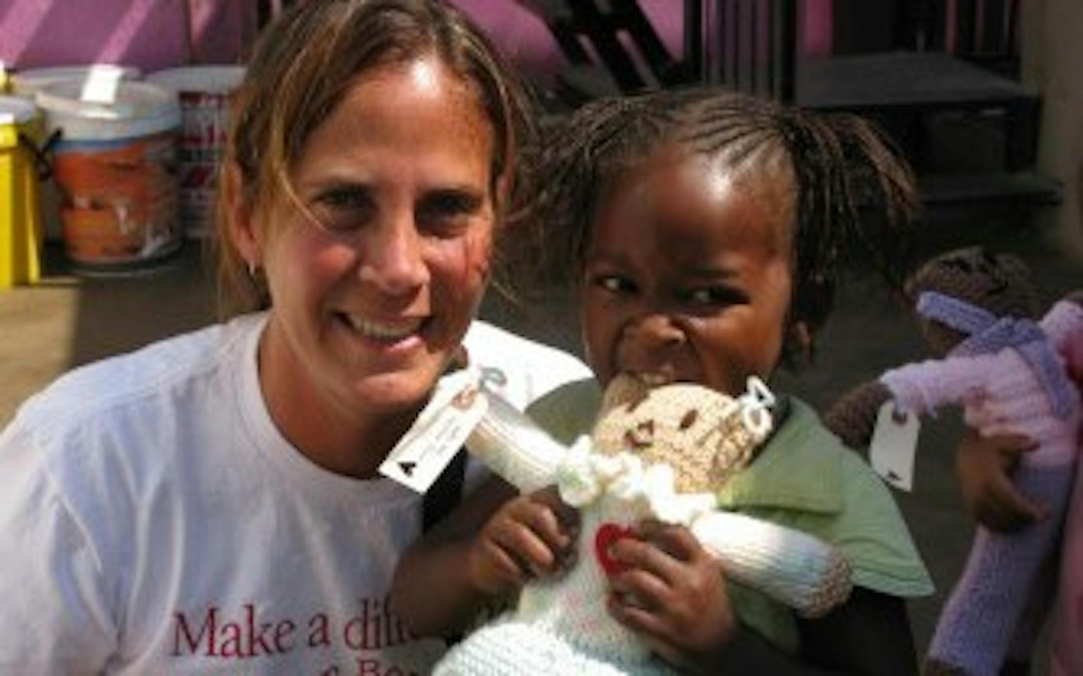 Provided by the Mother Bear Project Amy Berman, who founded the project, traveled to Africa to distribute the handmade bears.