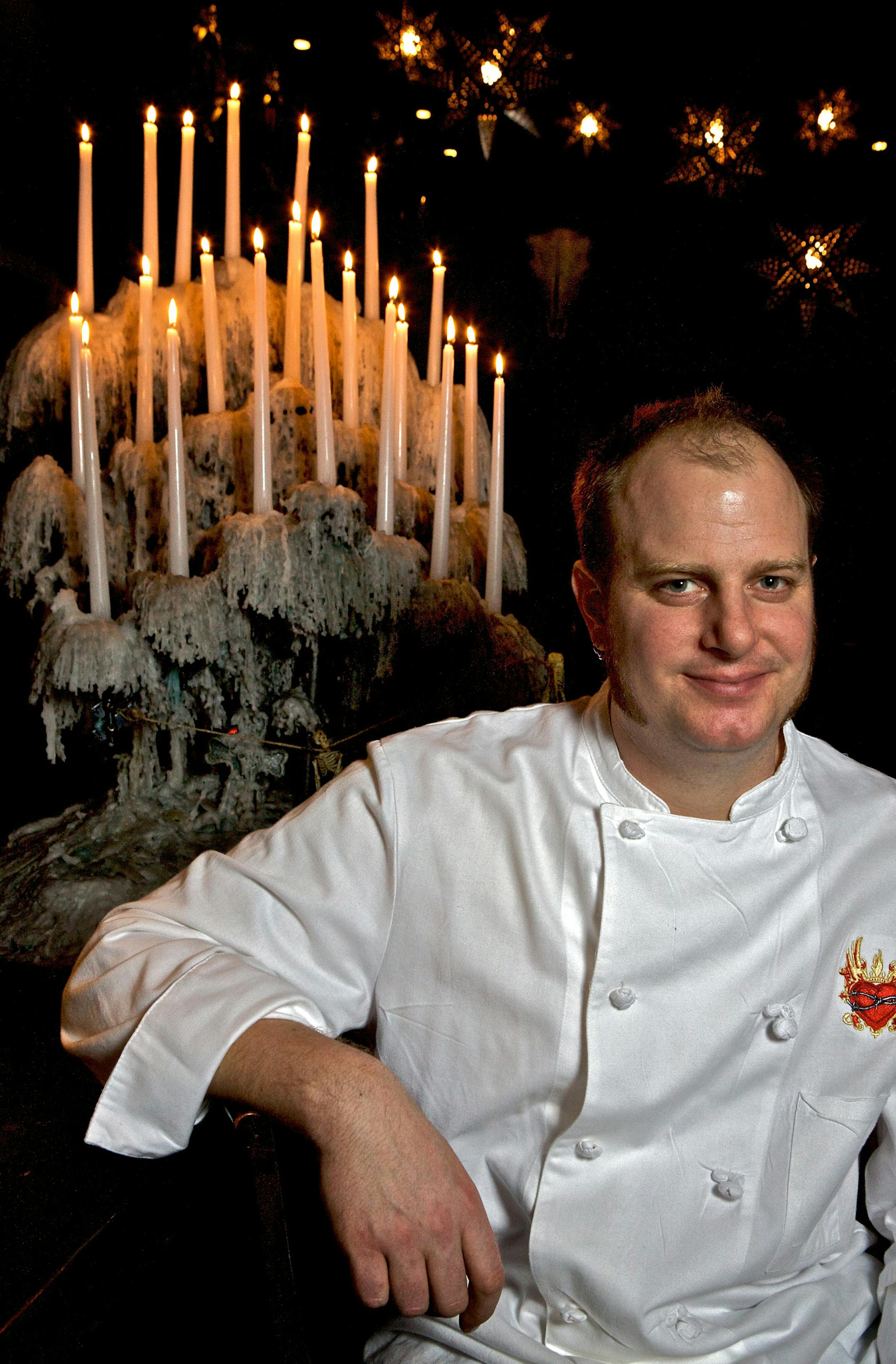 Bill Fairbanks, executive chef at Barrio, doesn't spend much time in the bar area where many white candles burn during evening hours.
