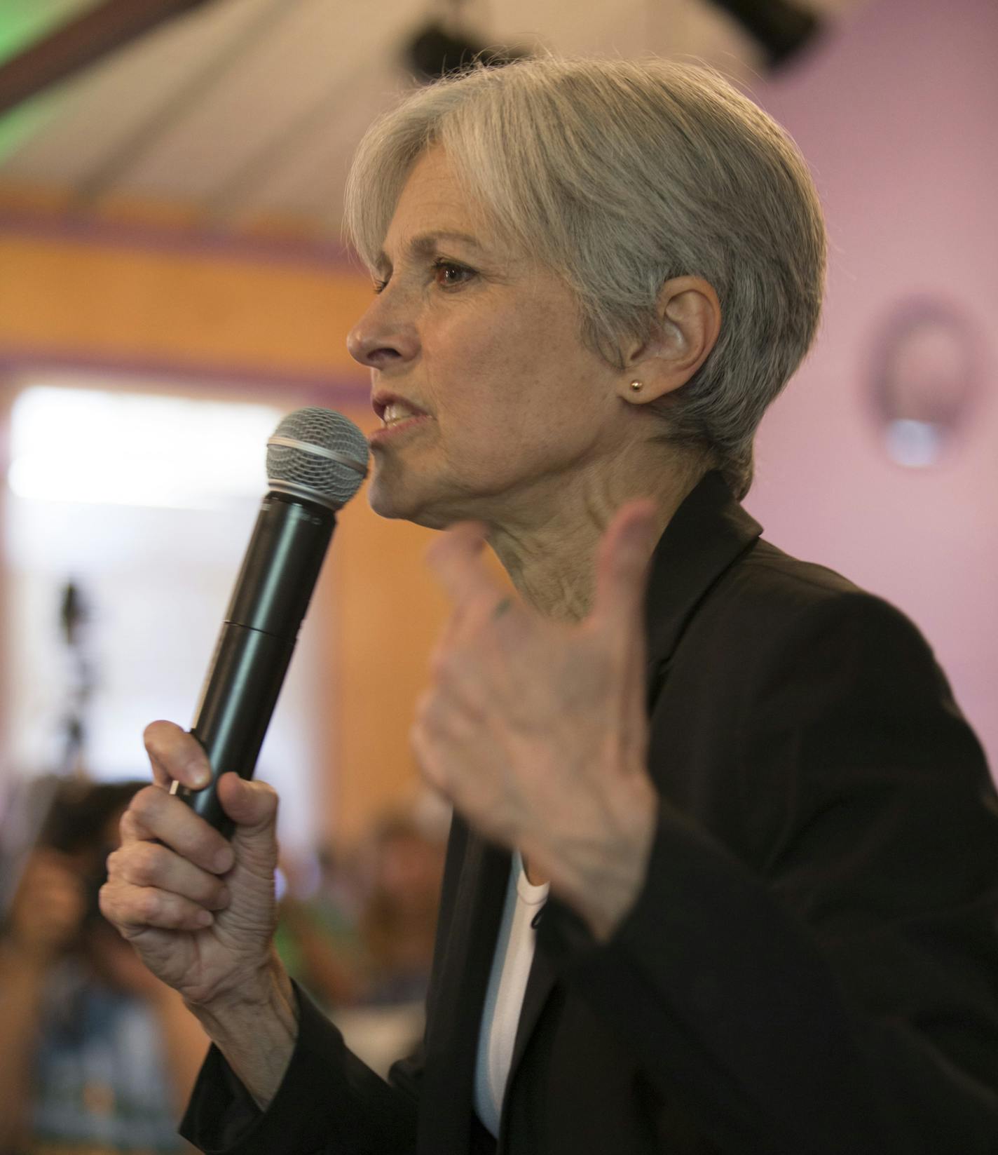 Green party presidential candidate Jill Stein delivers a stump speech to her supporters during a campaign stop at Humanist Hall in Oakland, Calif. on Thursday, Oct. 6, 2016. (AP Photo/D. Ross Cameron) ORG XMIT: CARC115