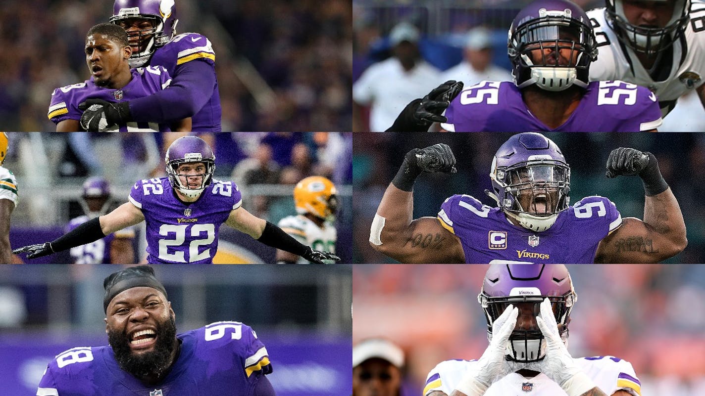 Quarterback Kirk Cousins might be the highest-paid Viking, but the team's financial commitments in 2018 favor the defense. Six of the eight highest-paid players are on defense. They are, clockwise from top left: Xavier Rhodes, Anthony Barr, Everson Griffen, Sheldon Richardson, Linval Joseph and Harrison Smith.