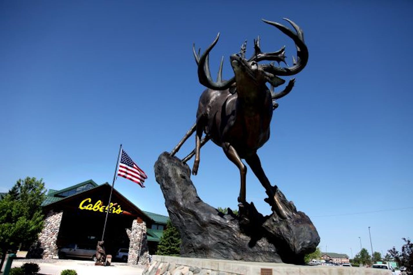 A statue marks the Cabela's store near Owatonna.