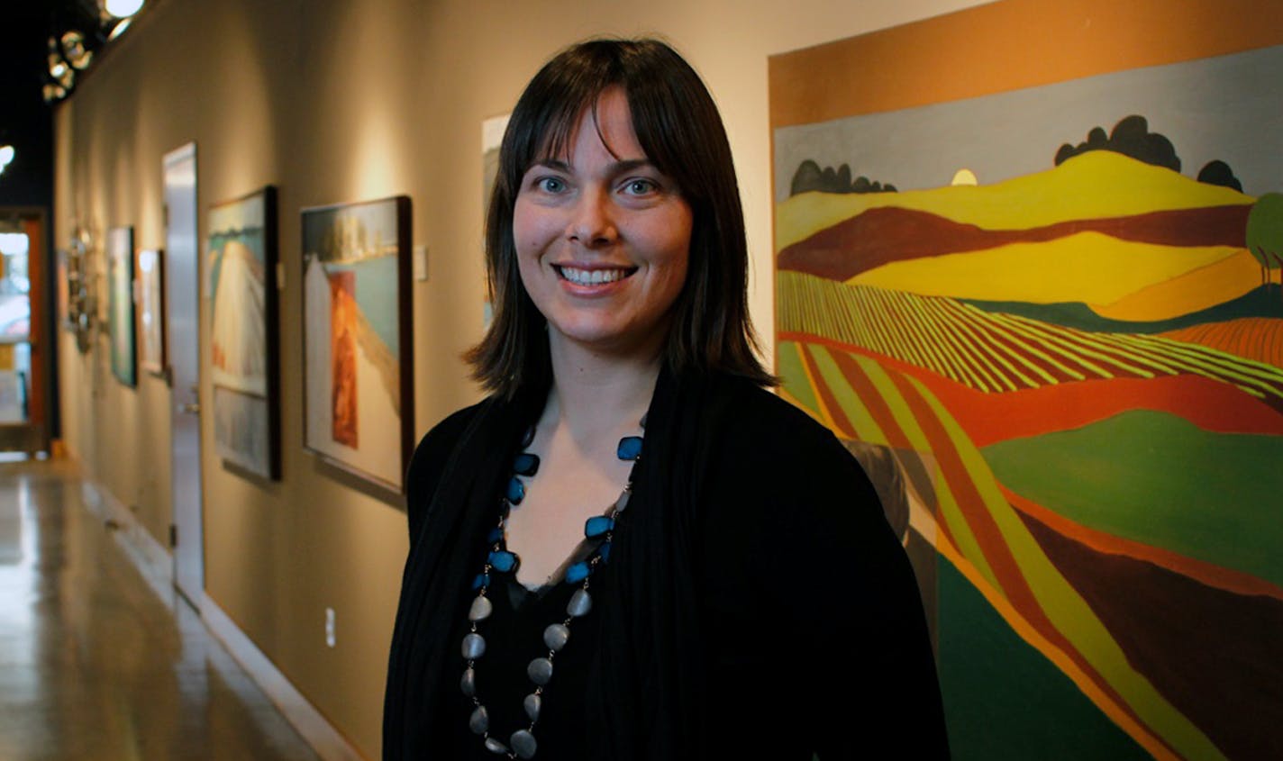 Cutline: Gretchen Boyum, curator of Kaddatz Galleries in Fergus Falls, says that art exhibits give the small town a more urban feel. Photos by Ockhardt Photography