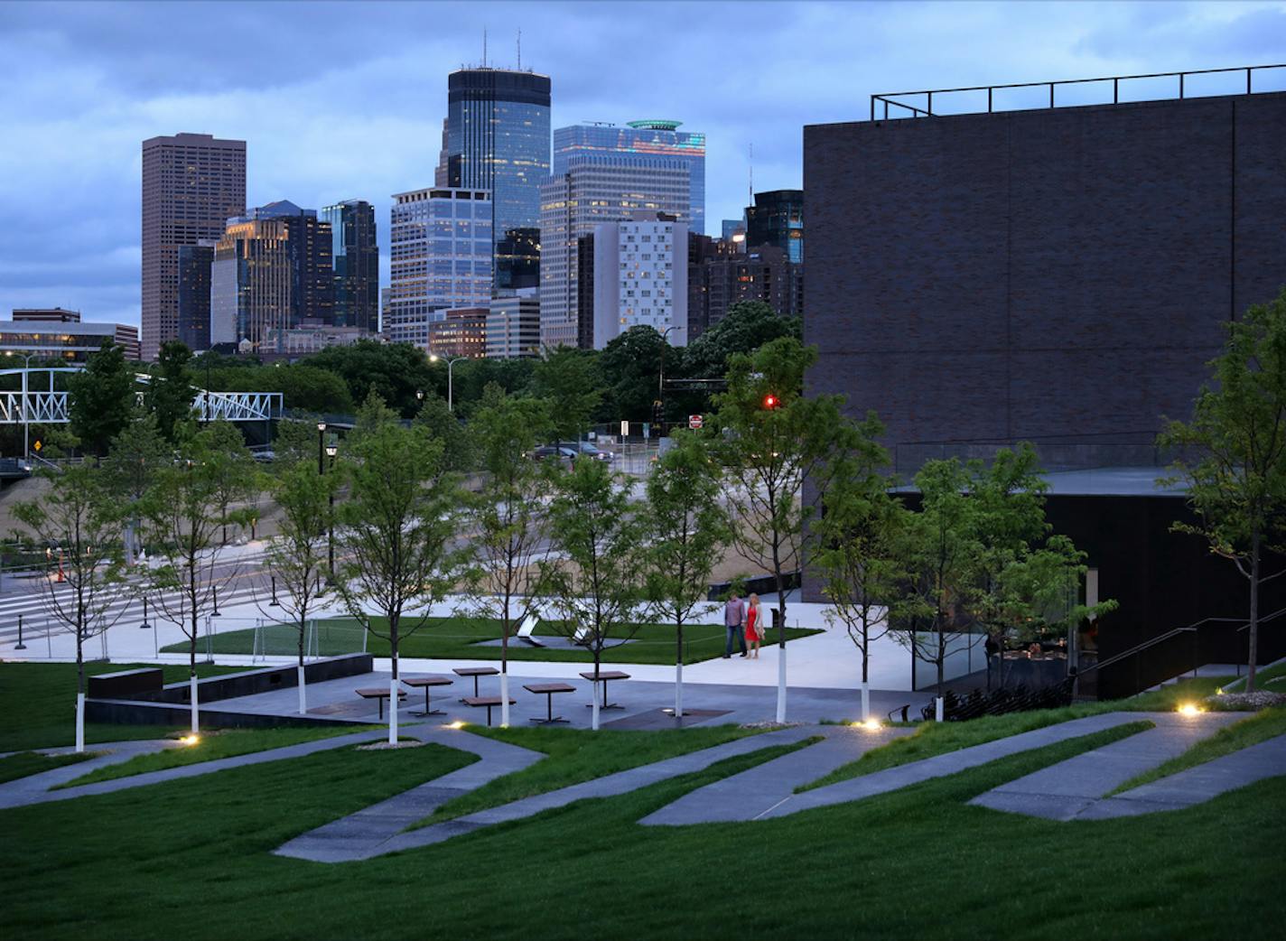 The view from the patio of Esker Grove at Walker Art Center in Minneapolis.