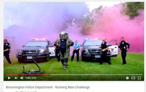 The Bloomington Police Department takes up the Running Man Challenge.