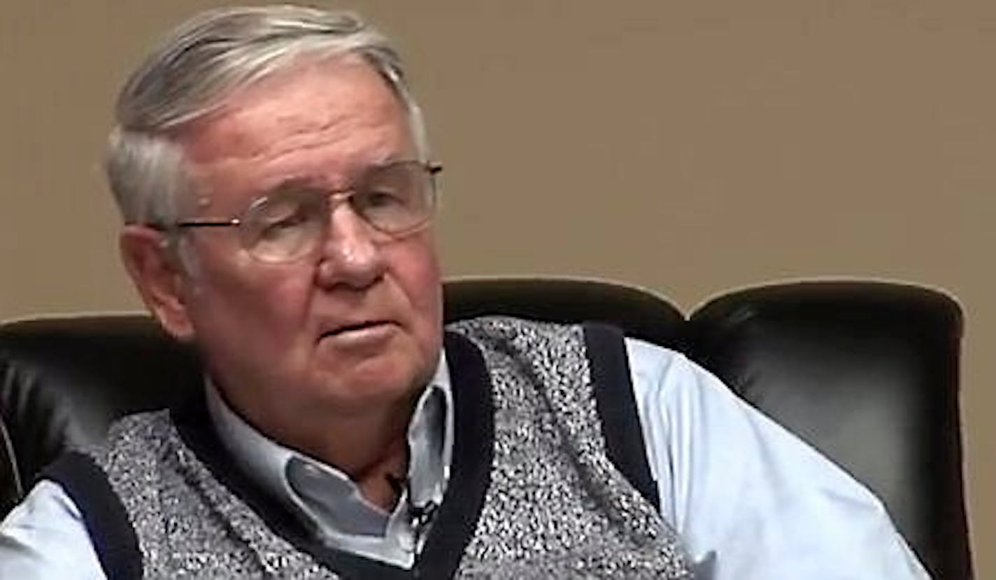 Thomas Adamson is seen while being deposed in a lawsuit. Adamson admitted to sexually abusing at least 10 boys.
