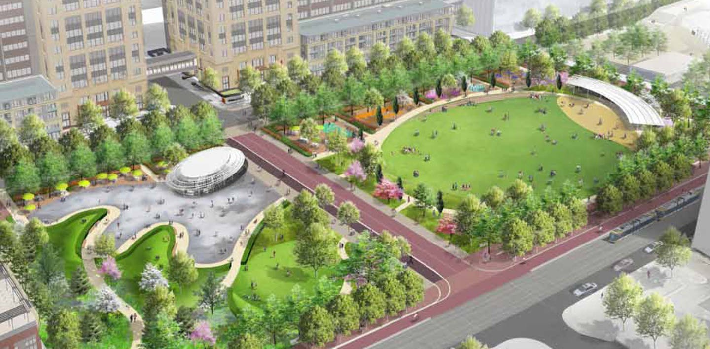 Downtown East Commons, Courtesy of Hargreaves Associates and the City of Minneapolis